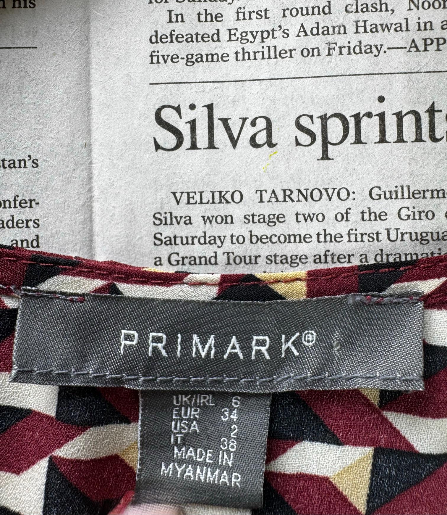 Primark® Medium | Bust: 19" | Geometrical | Shirt | B8 - 5711 - Genuine Maal