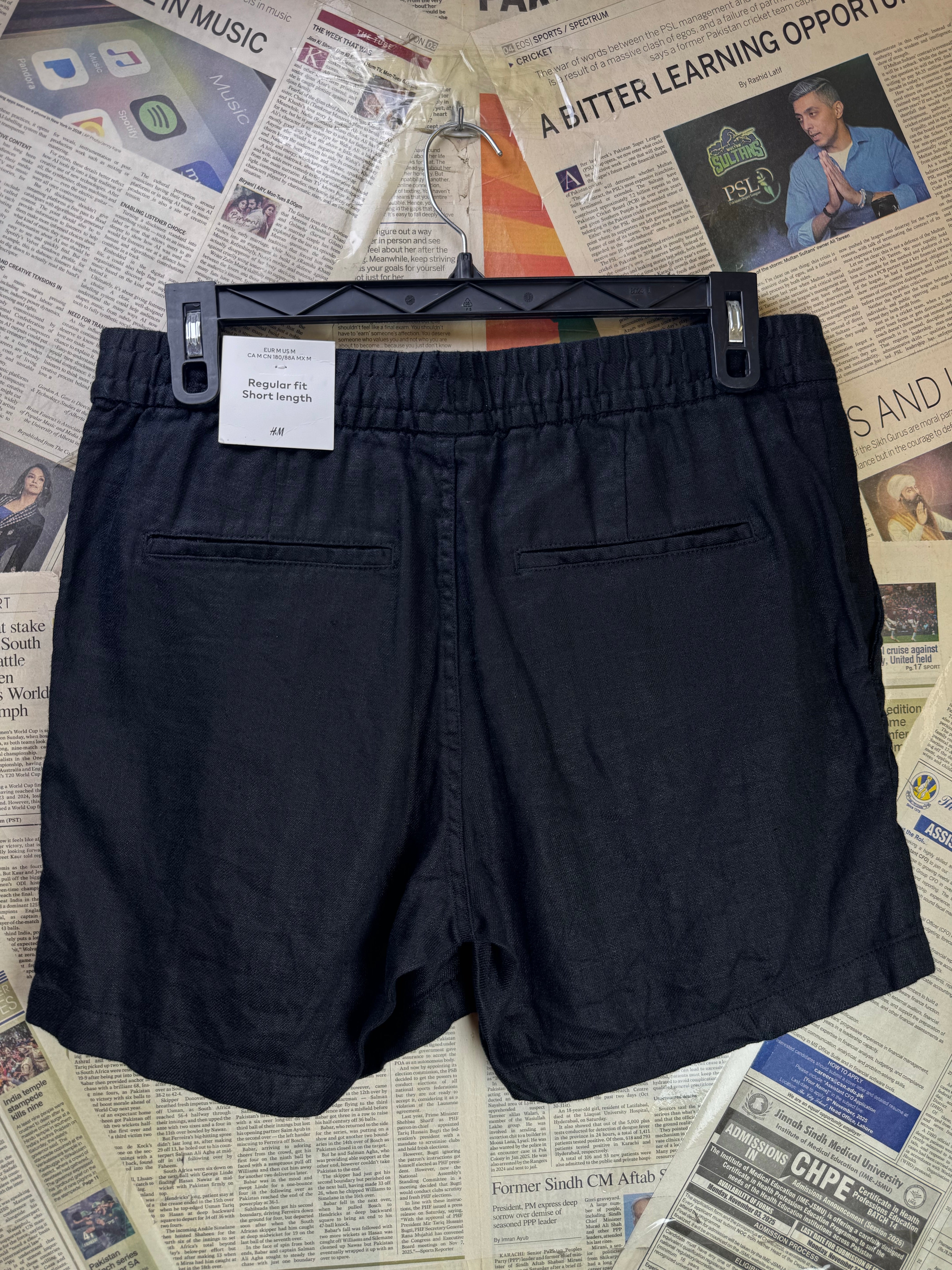 H&M® Waist: 34" | Black | Shorts | 100% Linen | 1662 - Genuine Maal