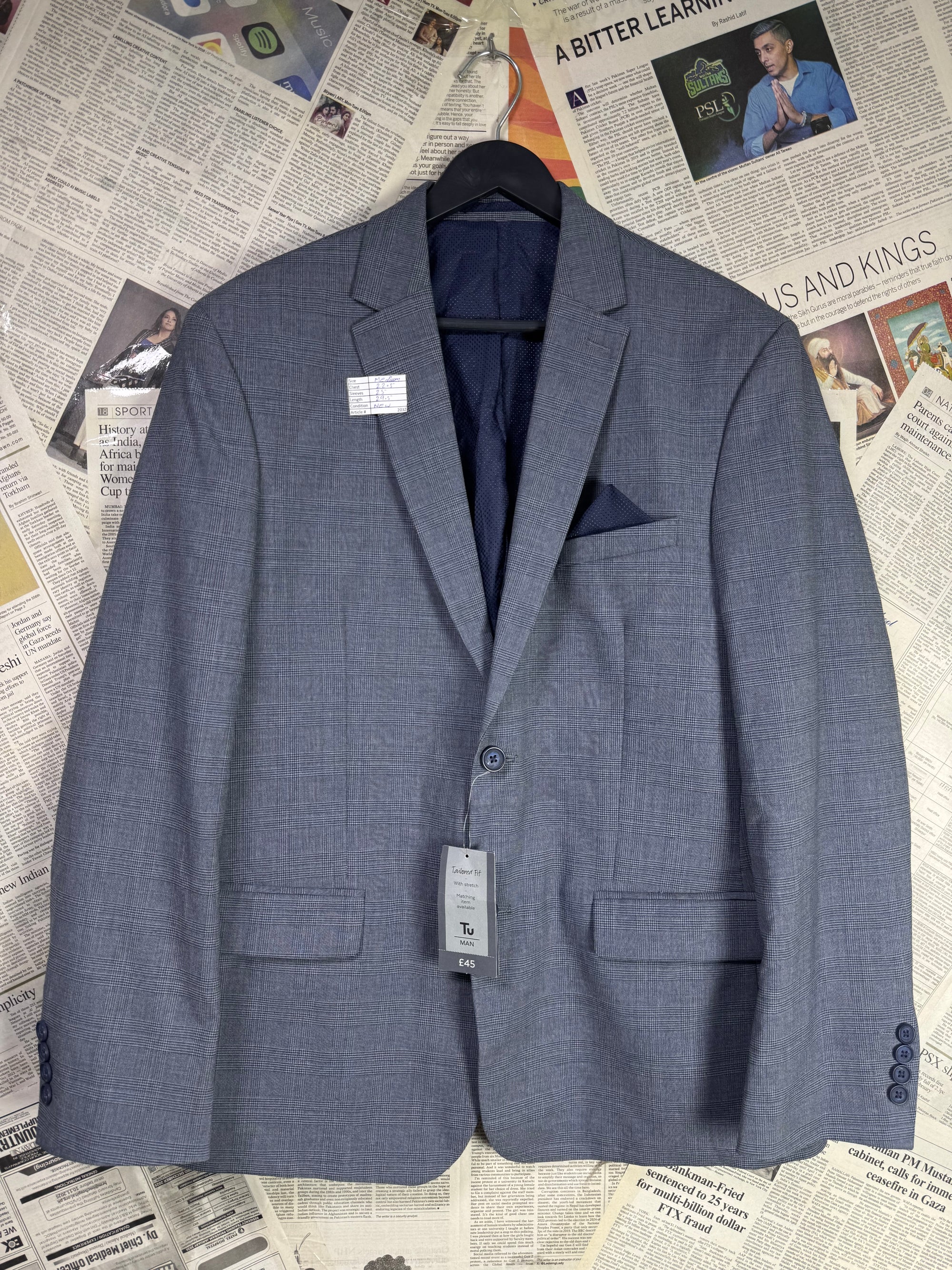 Tu® Medium | Chest: 22.5" | Check | Coat | Poly - Viscose | 2032 - Genuine Maal