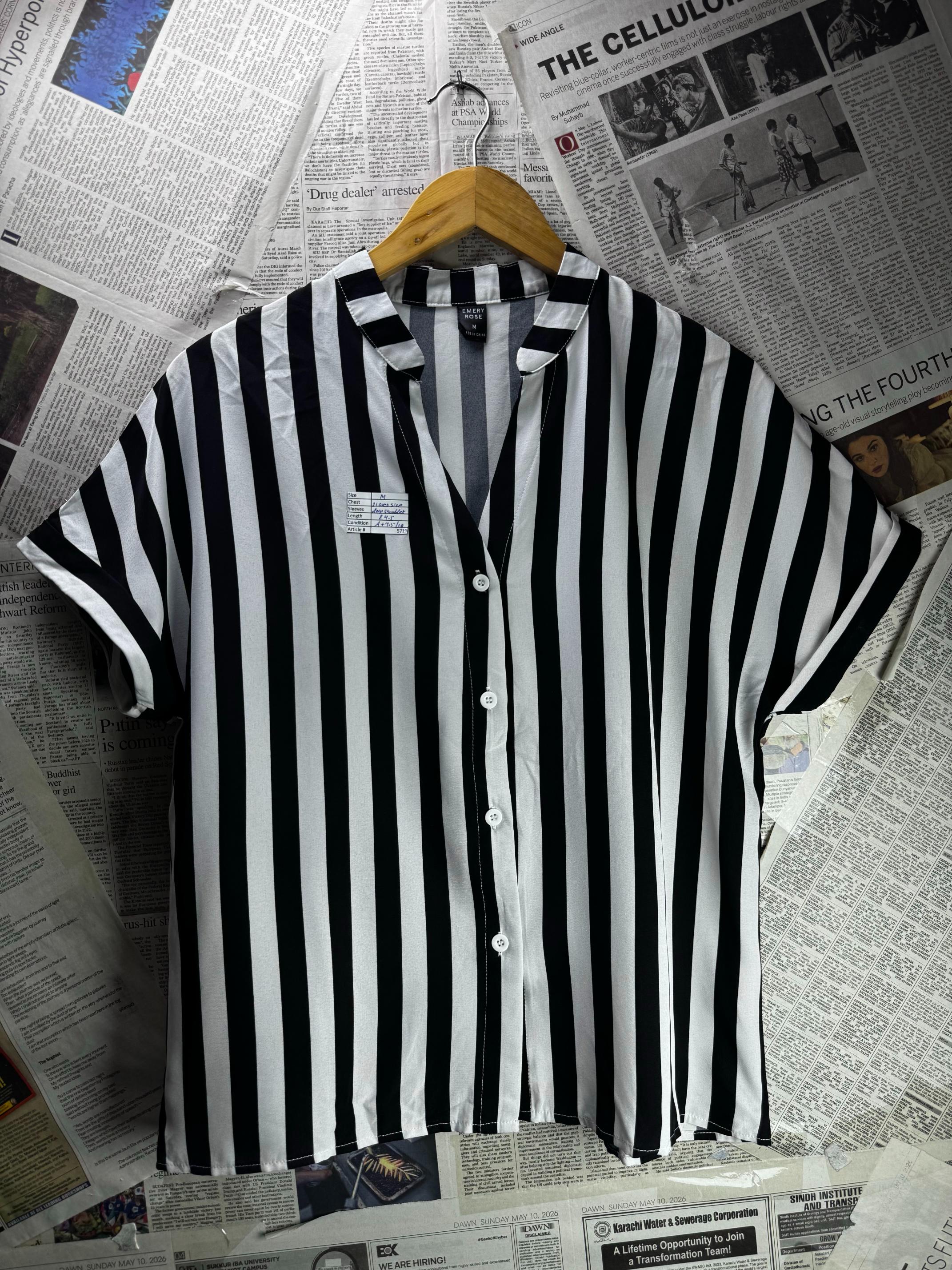 Emery Rose® Medium | Bust: 21" | Vertical Stripes | Shirt | B8 - 5719 - Genuine Maal