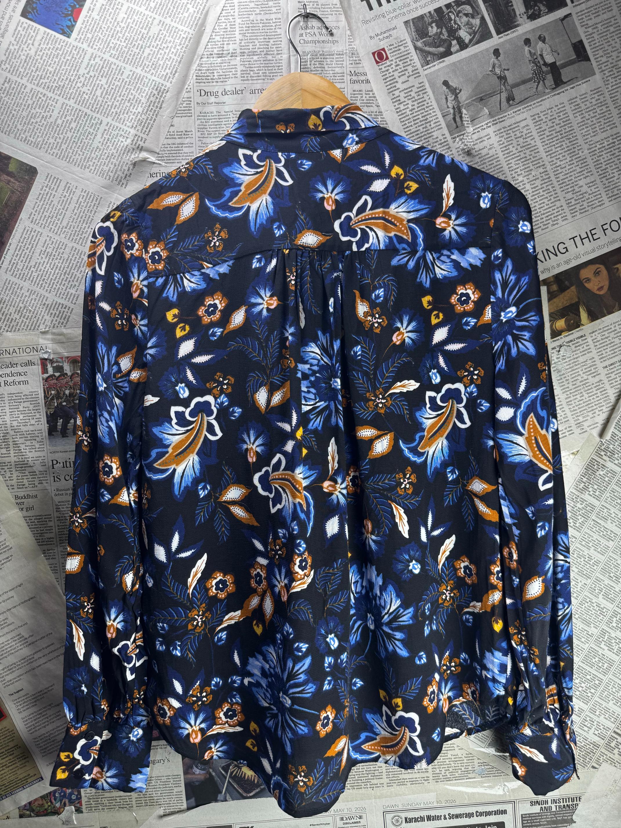 M&S® Medium | Bust: 19.5" | Floral | Shirt | B8 - 5722 - Genuine Maal