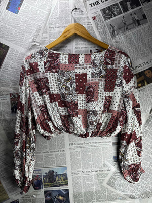 Shein® Medium | Bust: 19" | Paisley | Crop Top | B8 - 5917 - Genuine Maal