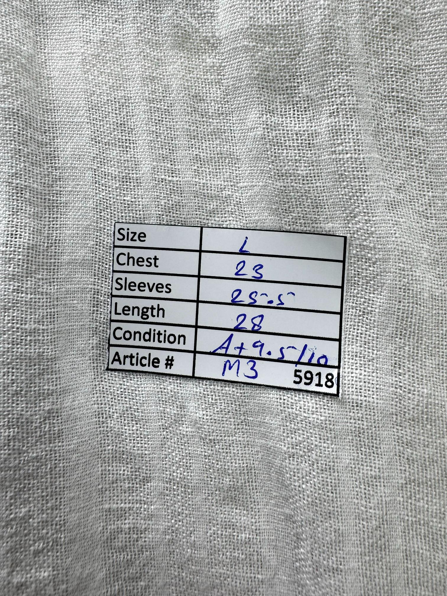 Gemo® Large | Chest: 23" | White | Shirt | Cotton-Linen | M3 - 5918 - Genuine Maal