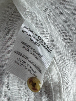 Gemo® Large | Chest: 23" | White | Shirt | Cotton-Linen | M3 - 5918 - Genuine Maal