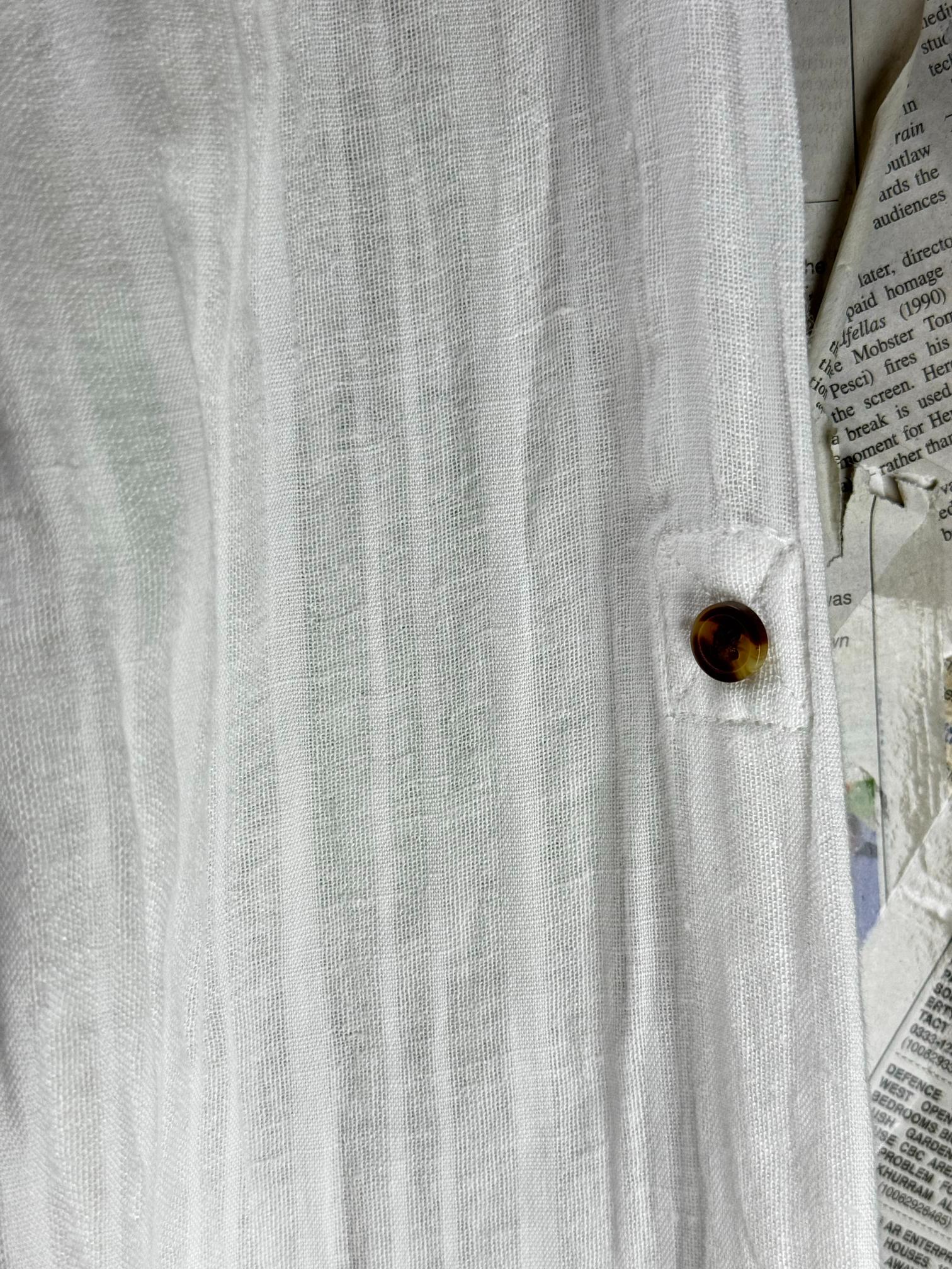 Gemo® Large | Chest: 23" | White | Shirt | Cotton-Linen | M3 - 5918 - Genuine Maal