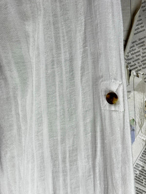 Gemo® Large | Chest: 23" | White | Shirt | Cotton-Linen | M3 - 5918 - Genuine Maal