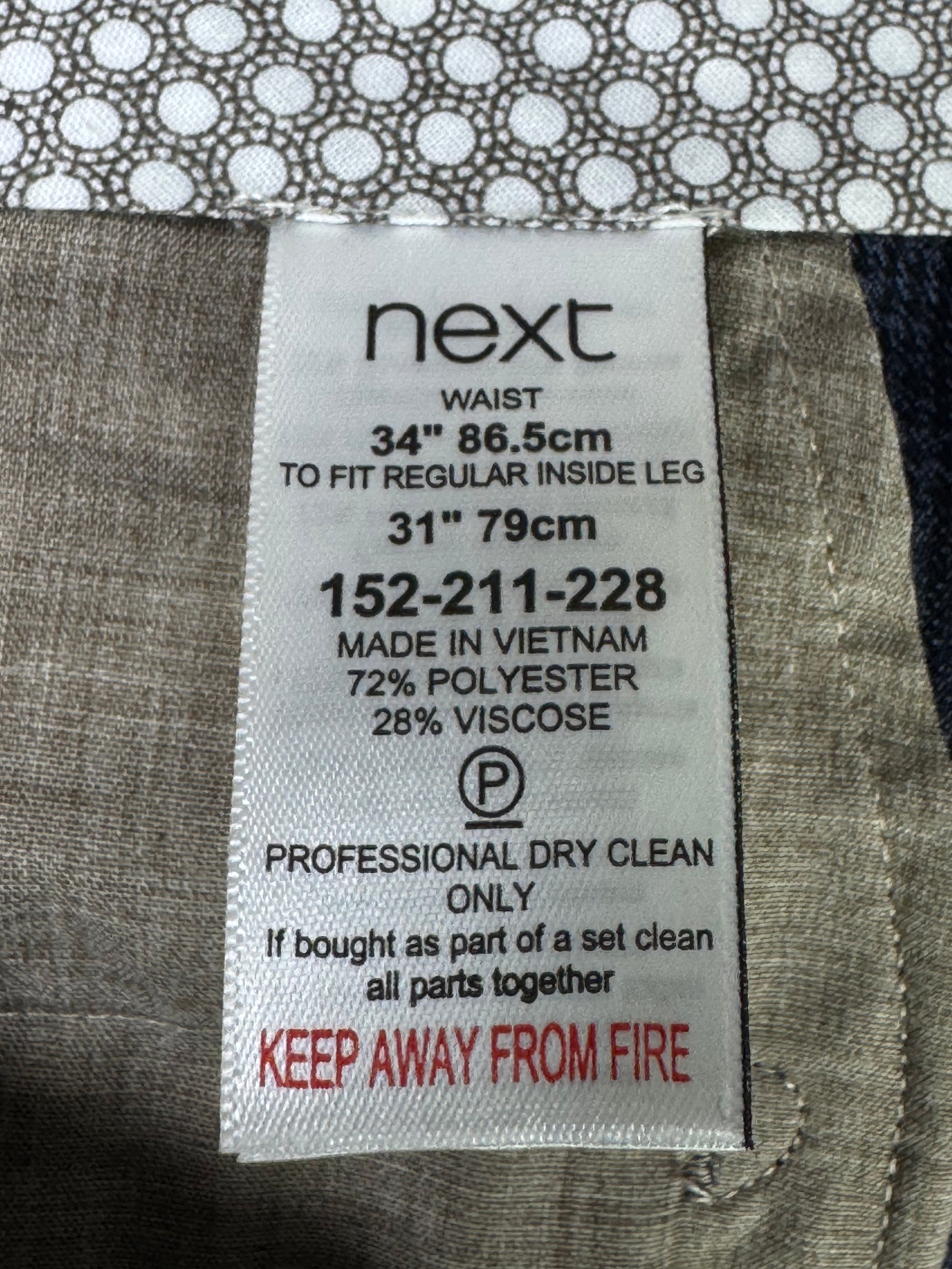 Next® Waist: 34" | Check | Pant | Poly - Viscose | Fit: Slim | 967 - Genuine Maal