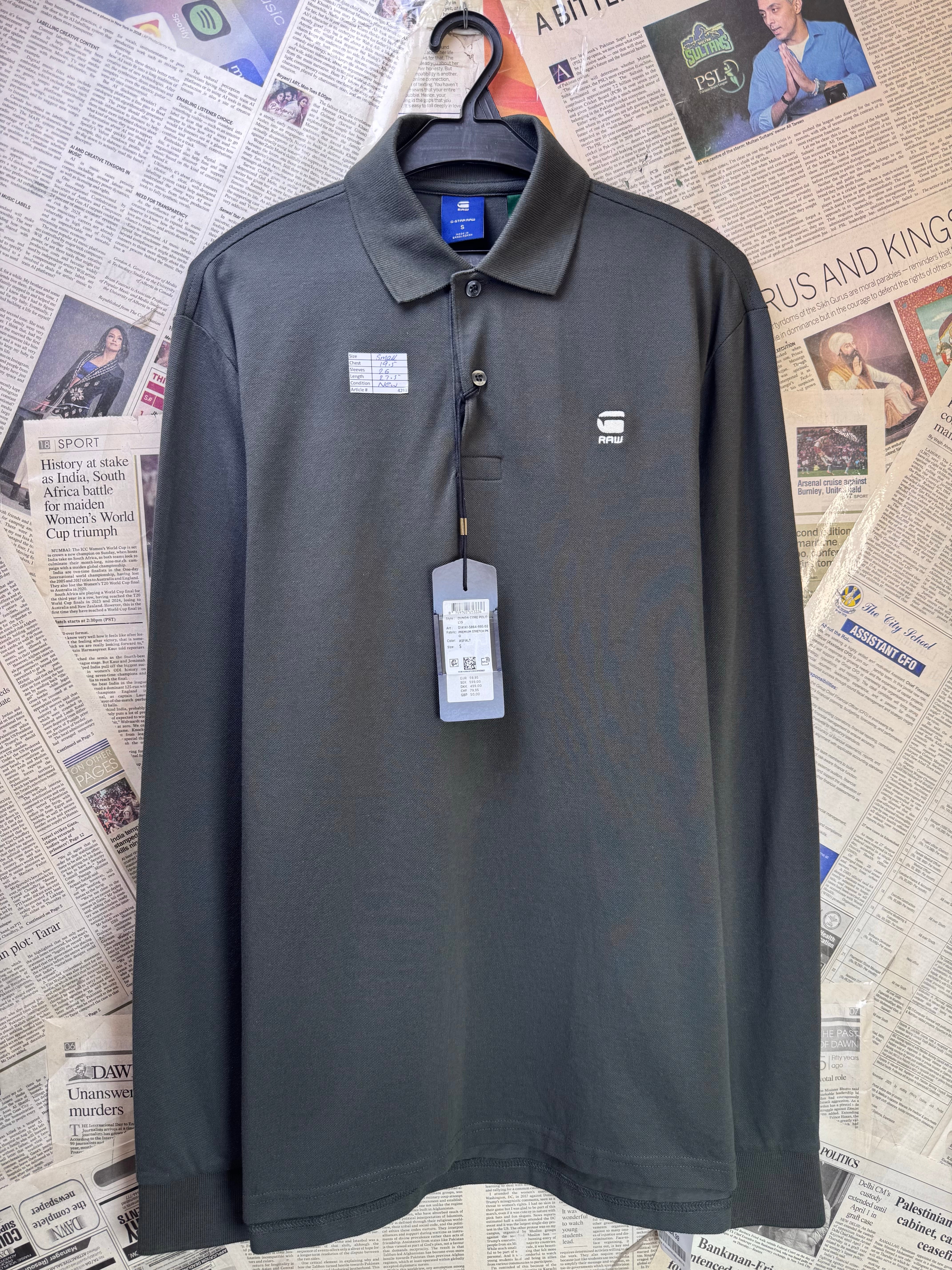 G - Start Raw® Small | Chest: 19.5" | Grey | Polo Shirt | Cotton - Elastane | 4281 - Genuine Maal