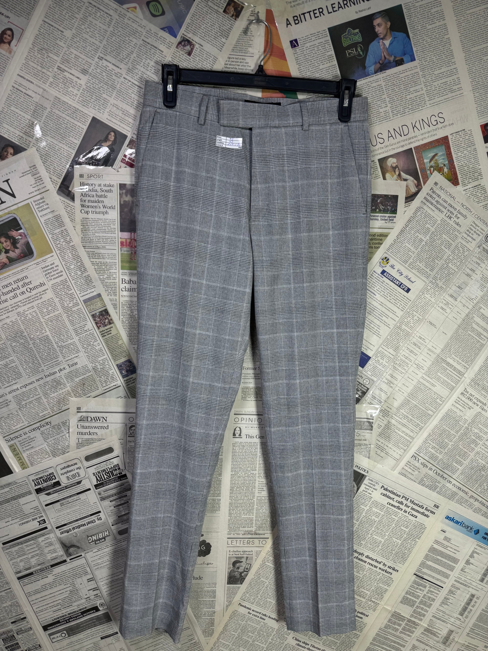 Asos® Waist: 32" | Grey check | Pant | Fit: Skinny | Poly - viscose | 942 - Genuine Maal