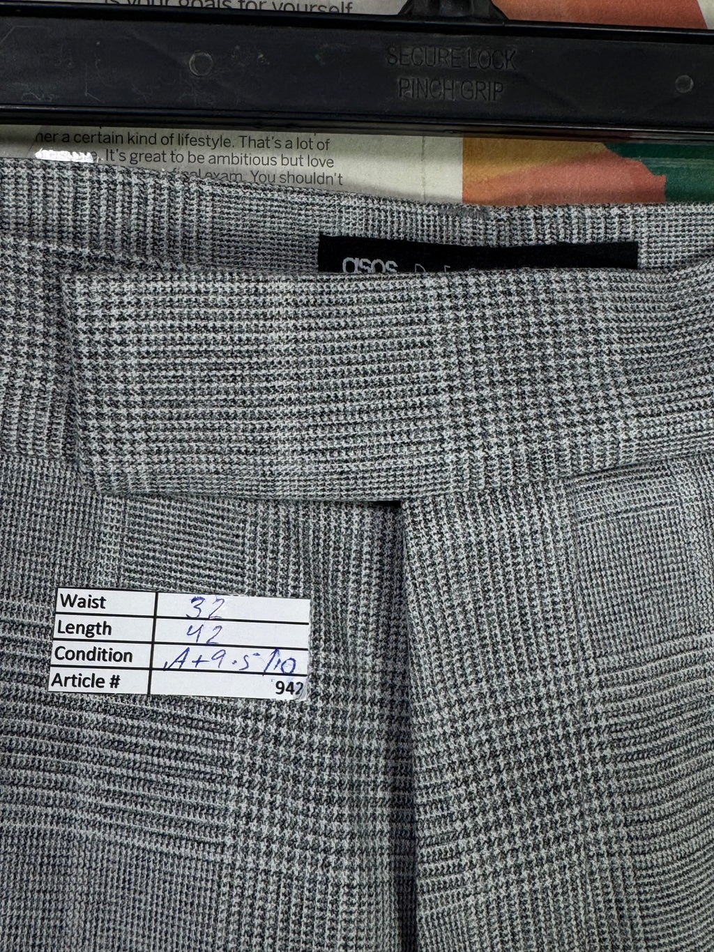 Asos® Waist: 32" | Grey check | Pant | Fit: Skinny | Poly - viscose | 942 - Genuine Maal