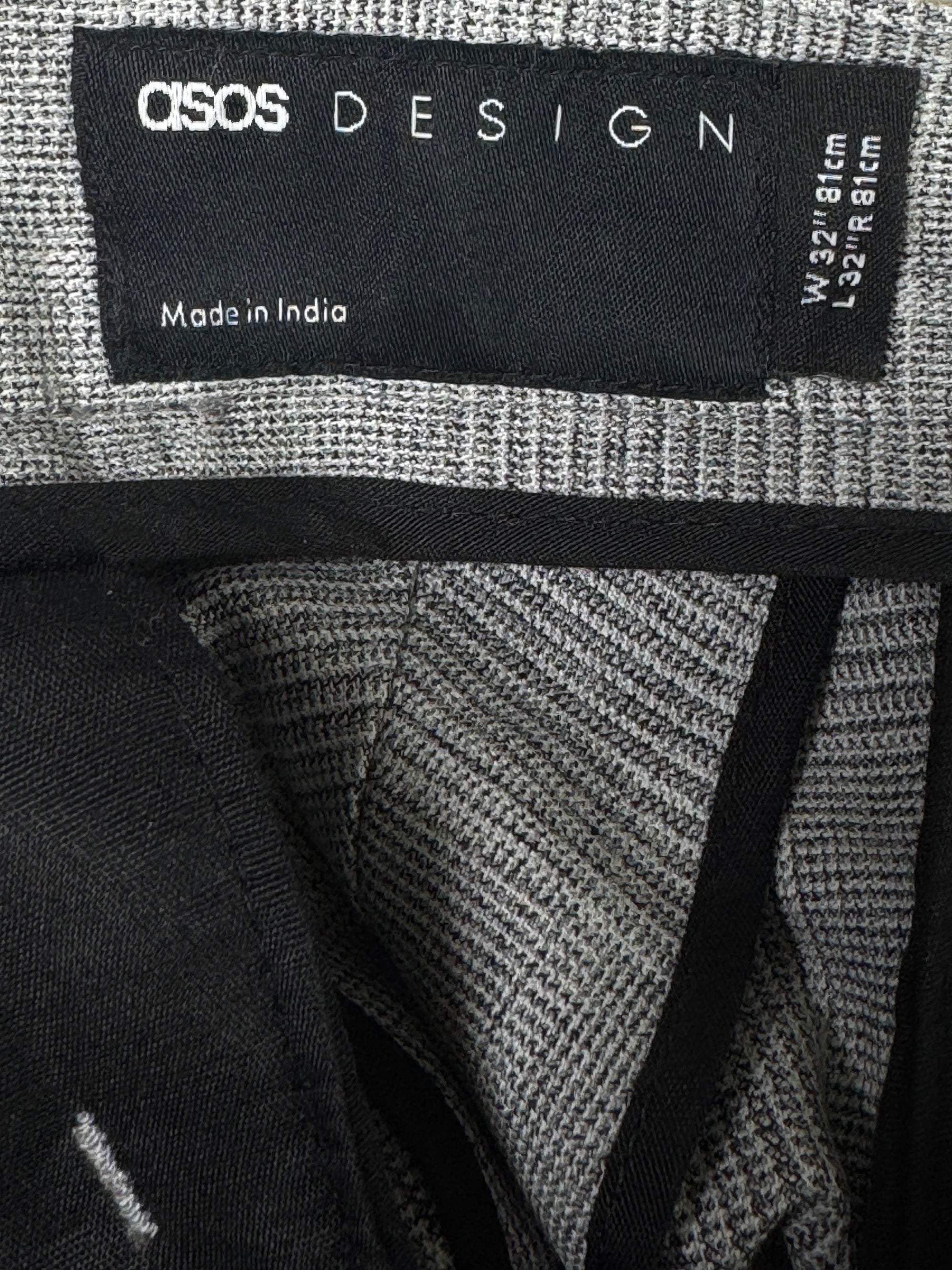 Asos® Waist: 32" | Grey check | Pant | Fit: Skinny | Poly - viscose | 942 - Genuine Maal
