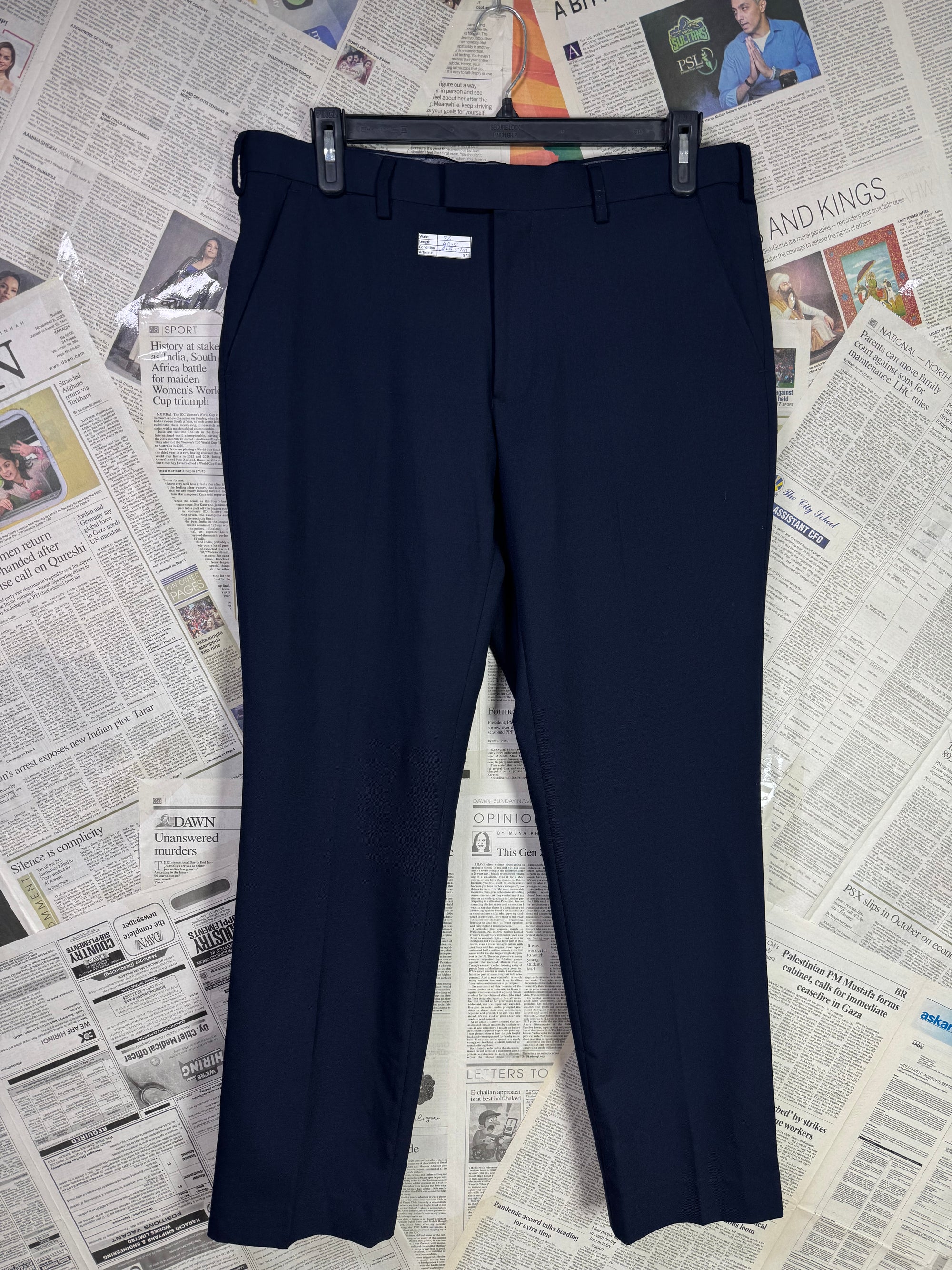 M&S® Waist: 36" | Navy Blue | Dress Pant | Fit: Regular | Wool Blend | 971 - Genuine Maal