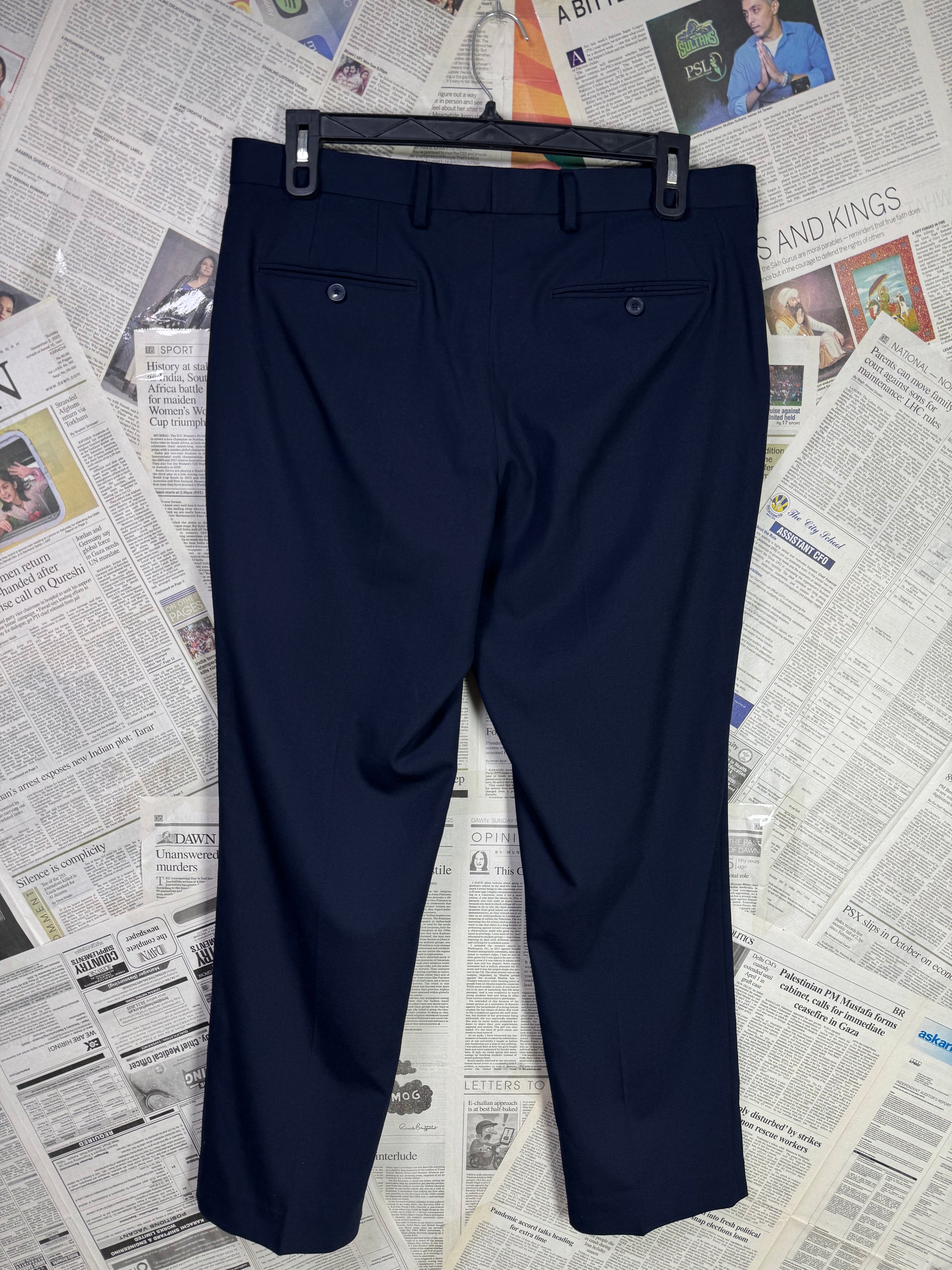 M&S® Waist: 36" | Navy Blue | Dress Pant | Fit: Regular | Wool Blend | 971 - Genuine Maal