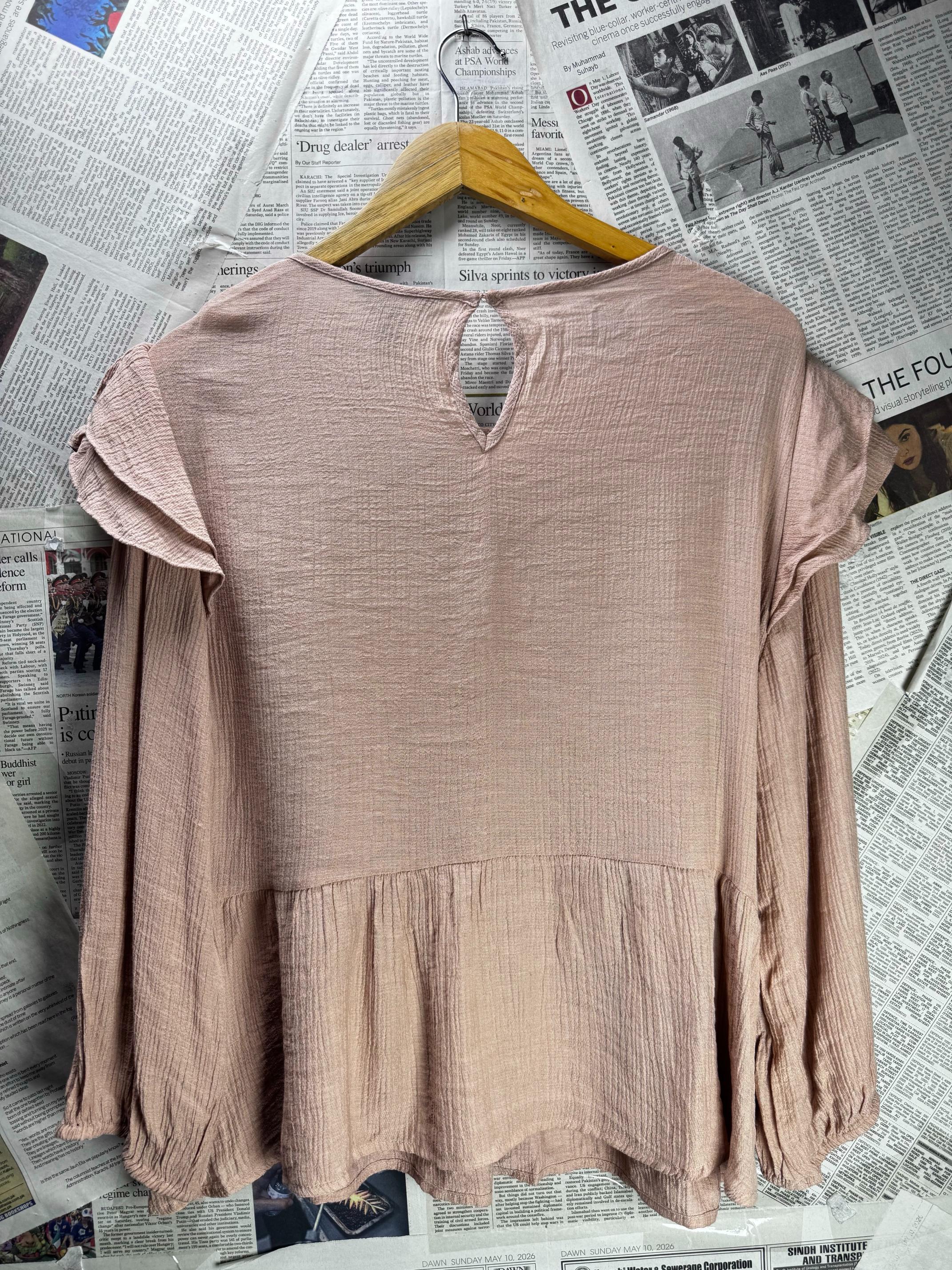 New Look® Large | Bust: 20.5" | Brown | Blouse Shirt | B8 - 5909 - Genuine Maal
