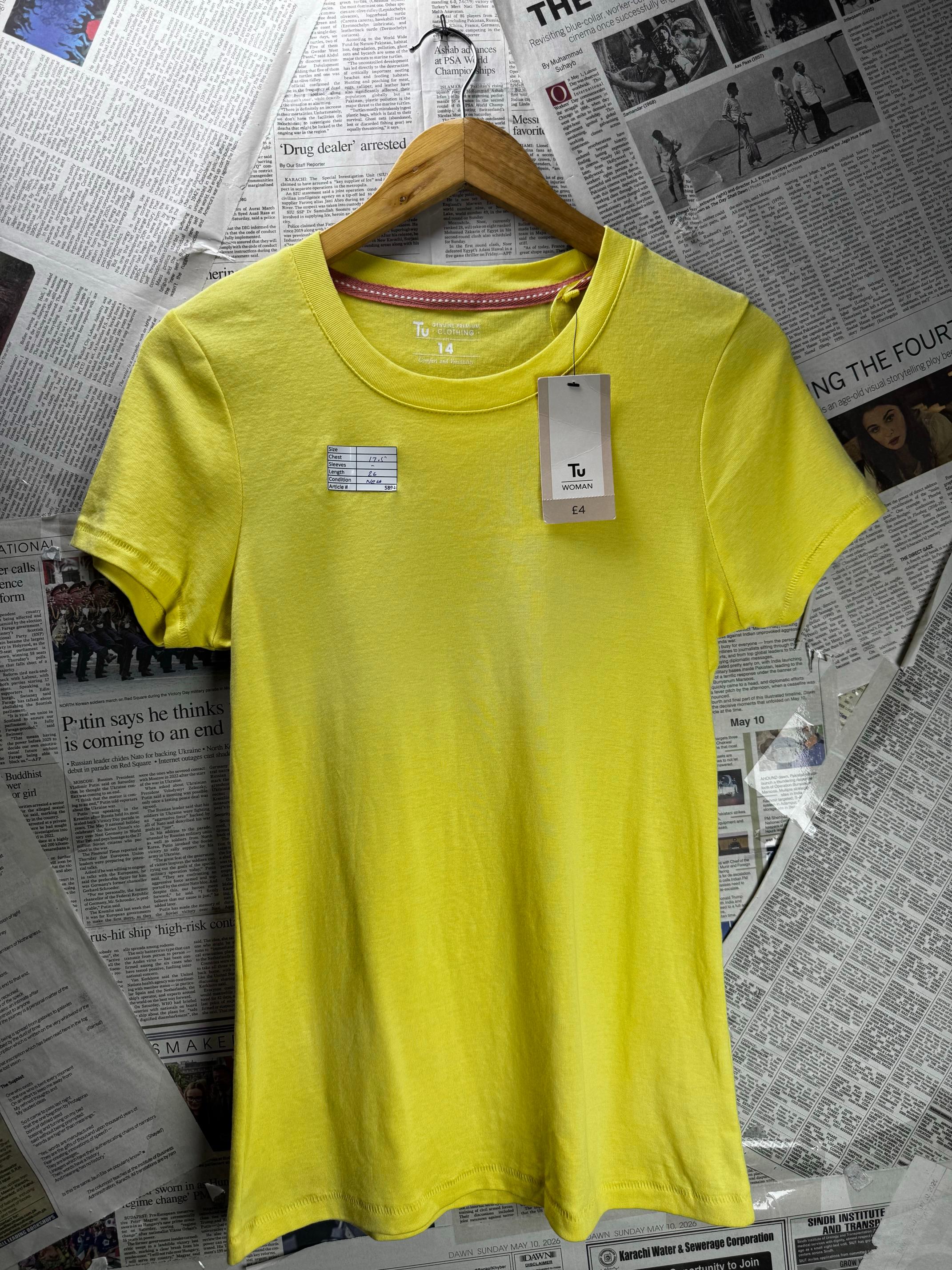 Tu® Small | Bust: 17.5" | Yellow | T-Shirt | B8 - 5894 - Genuine Maal
