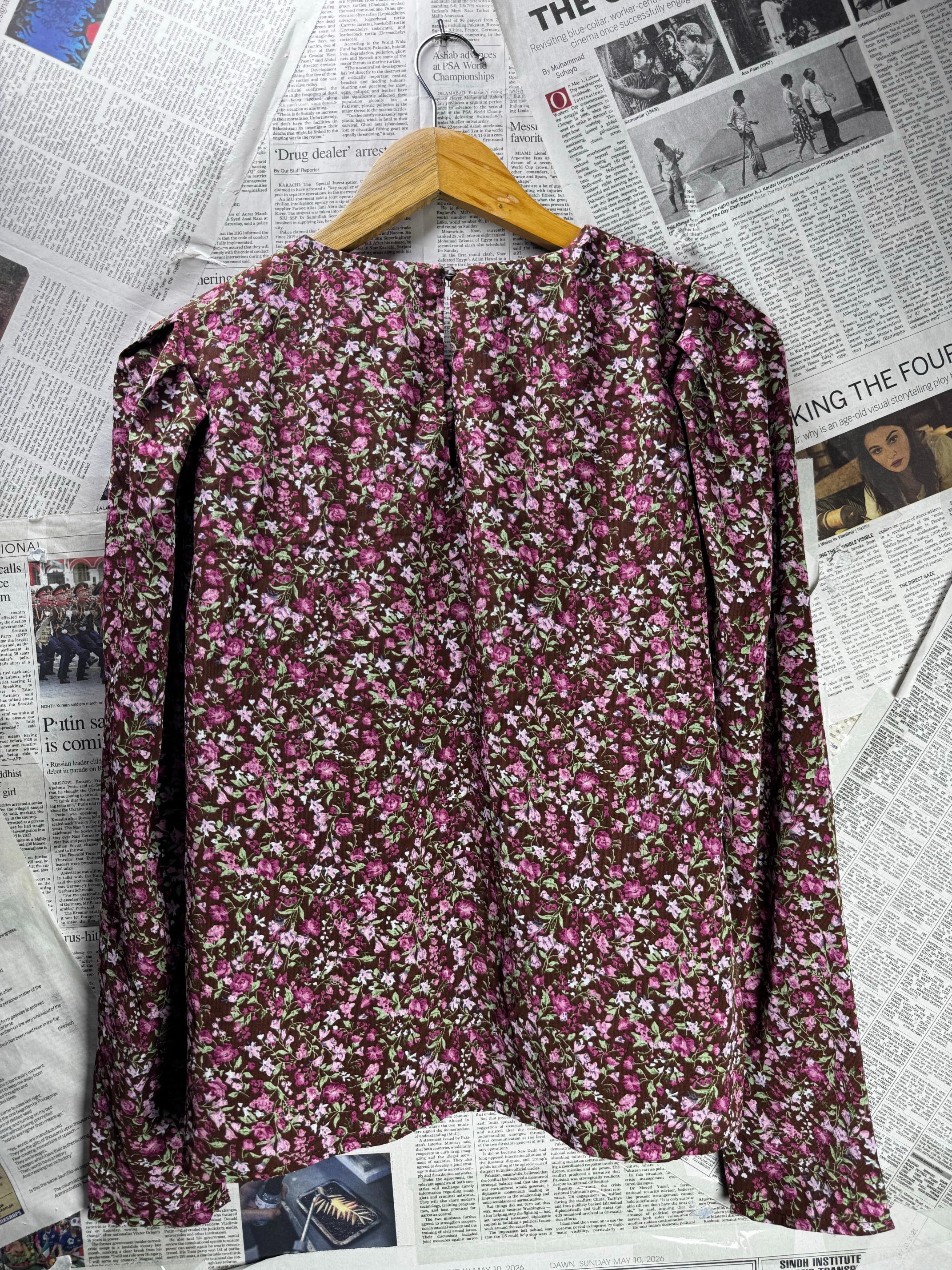 ONLY® Large | Bust: 20" | Disty Floral | Blouse Shirt | B8 - 5721 - Genuine Maal