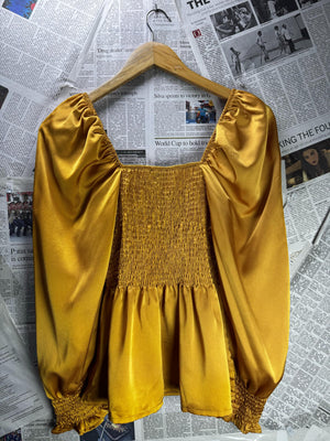 New Look® XS | Bust: 12" | Mustard | Blouse Shirt | B6 - 5910 - Genuine Maal