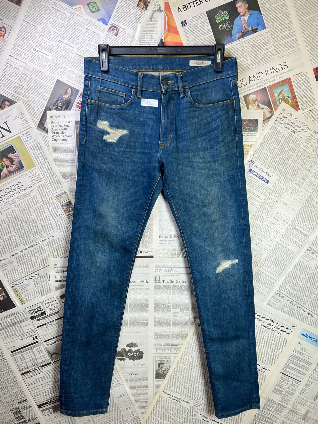 M&S® Waist: 30" to 32" | Blue | Distressed Denim Pant | 2434 - Genuine Maal