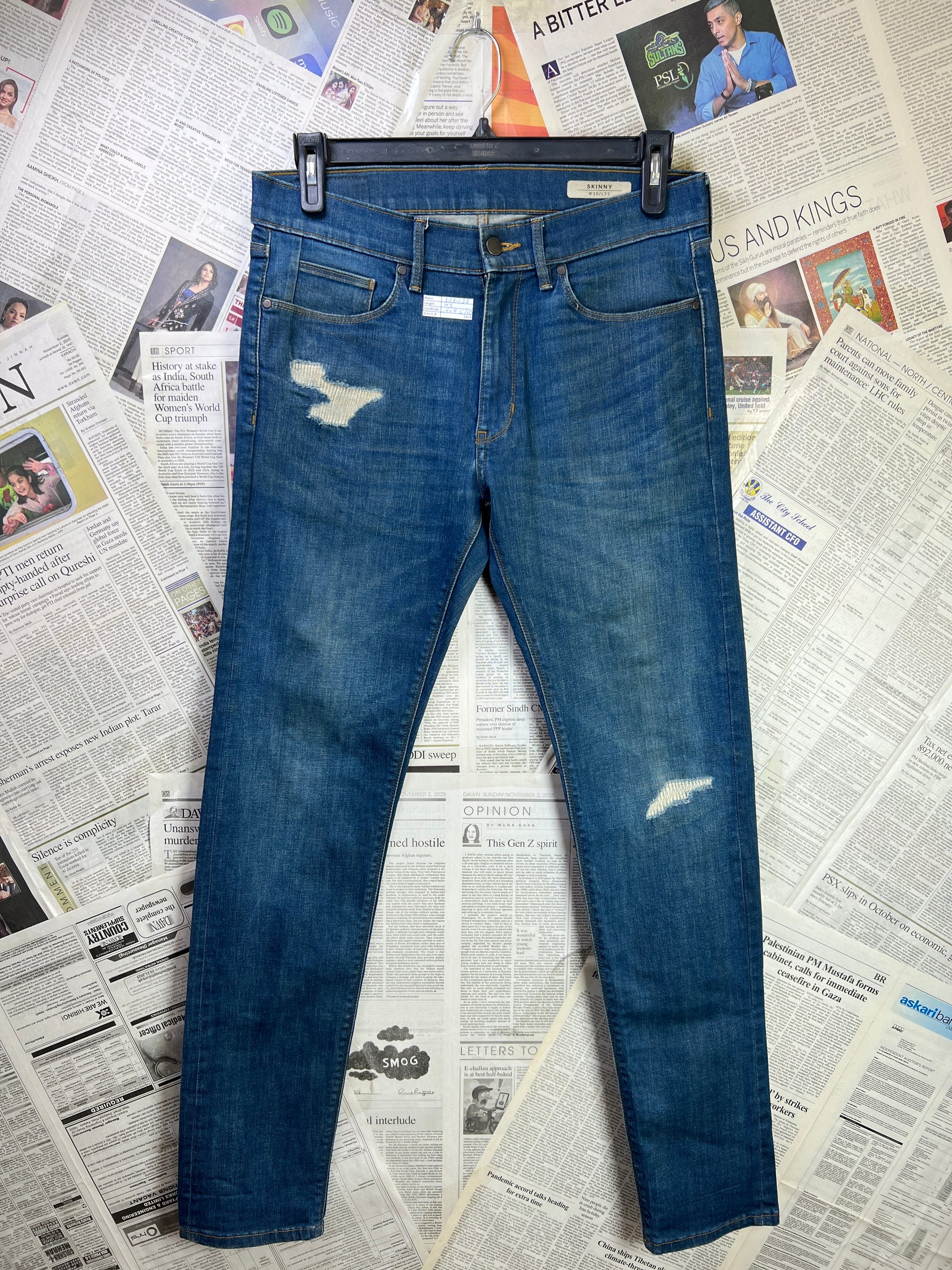 M&S® Waist: 30" to 32" | Blue | Distressed Denim Pant | 2434 - Genuine Maal