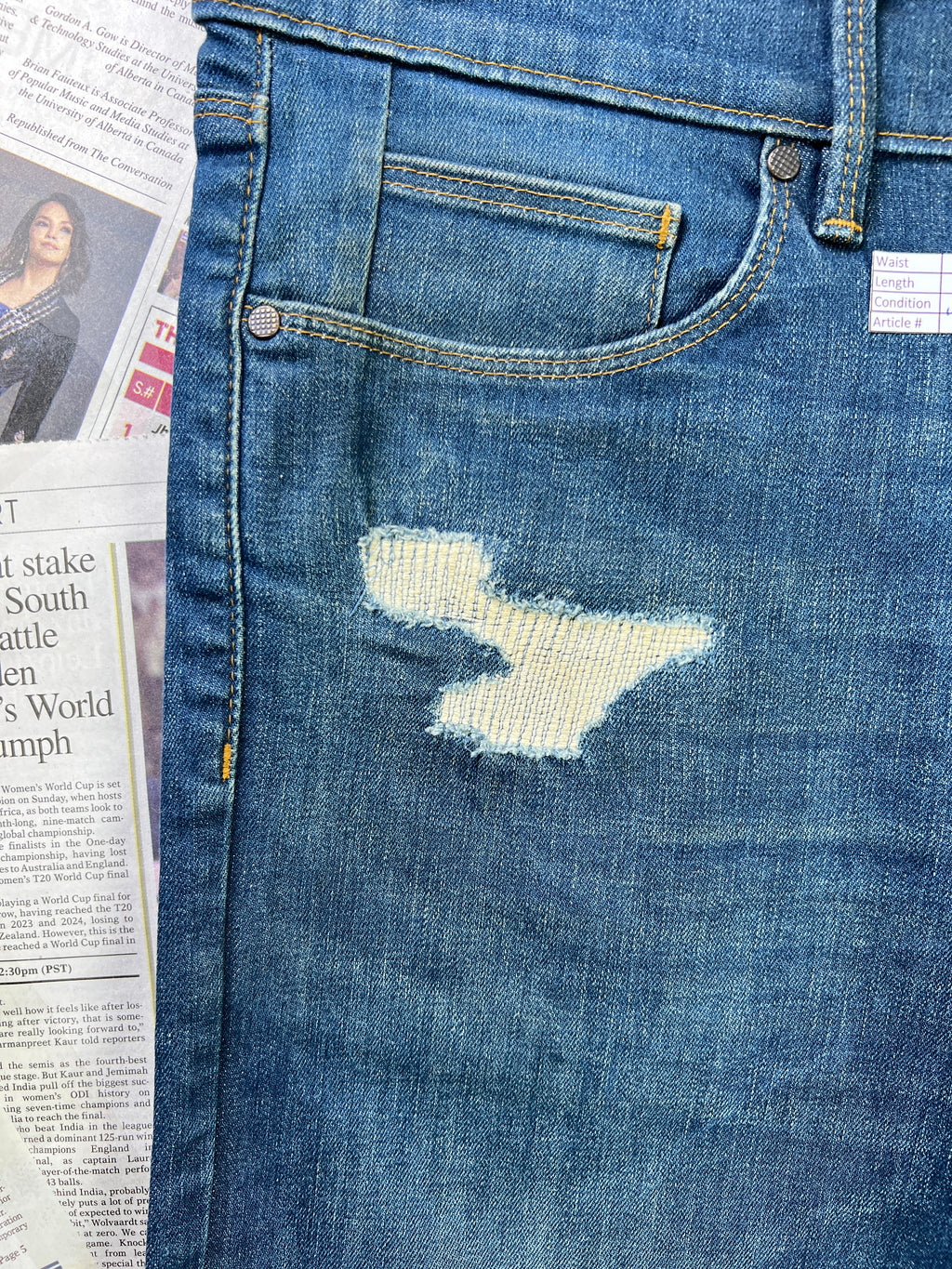 M&S® Waist: 30" to 32" | Blue | Distressed Denim Pant | 2434 - Genuine Maal