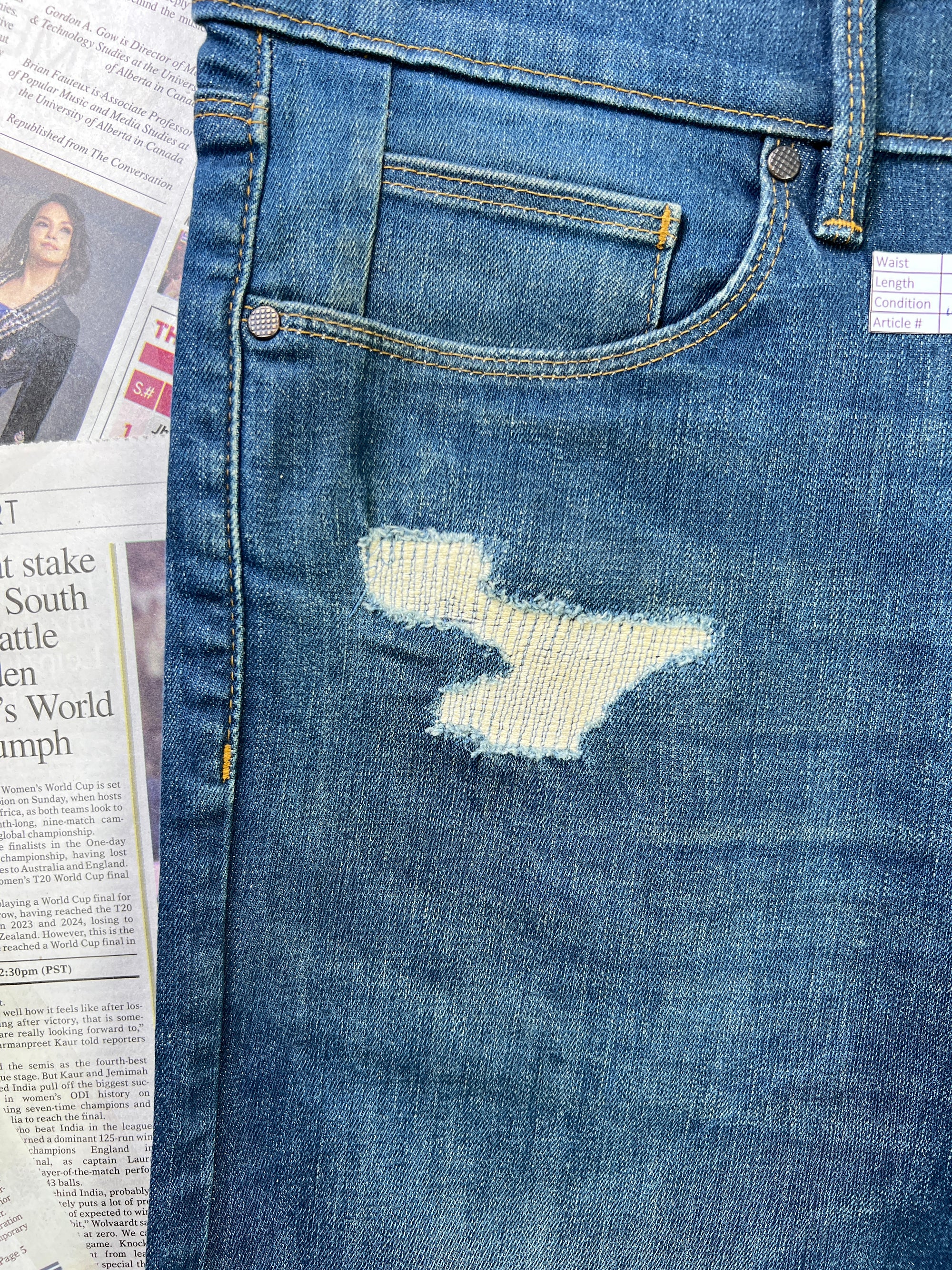 M&S® Waist: 30" to 32" | Blue | Distressed Denim Pant | 2434 - Genuine Maal