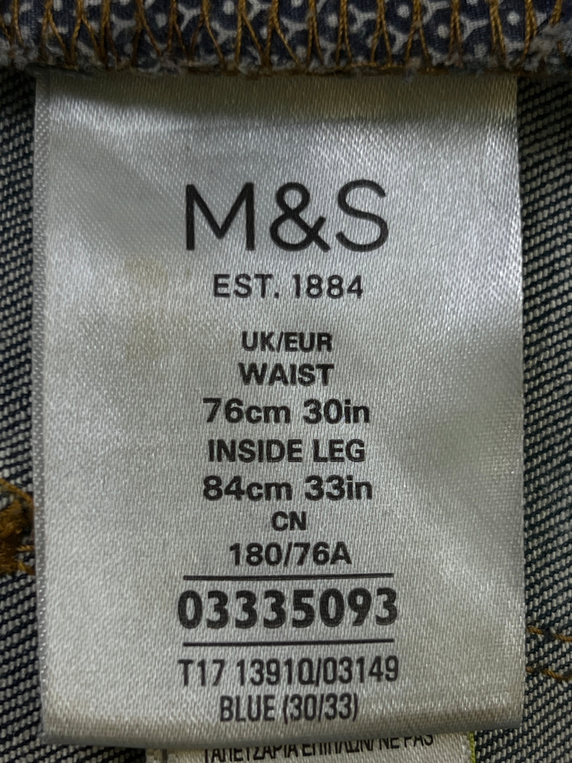 M&S® Waist: 30" to 32" | Blue | Distressed Denim Pant | 2434 - Genuine Maal