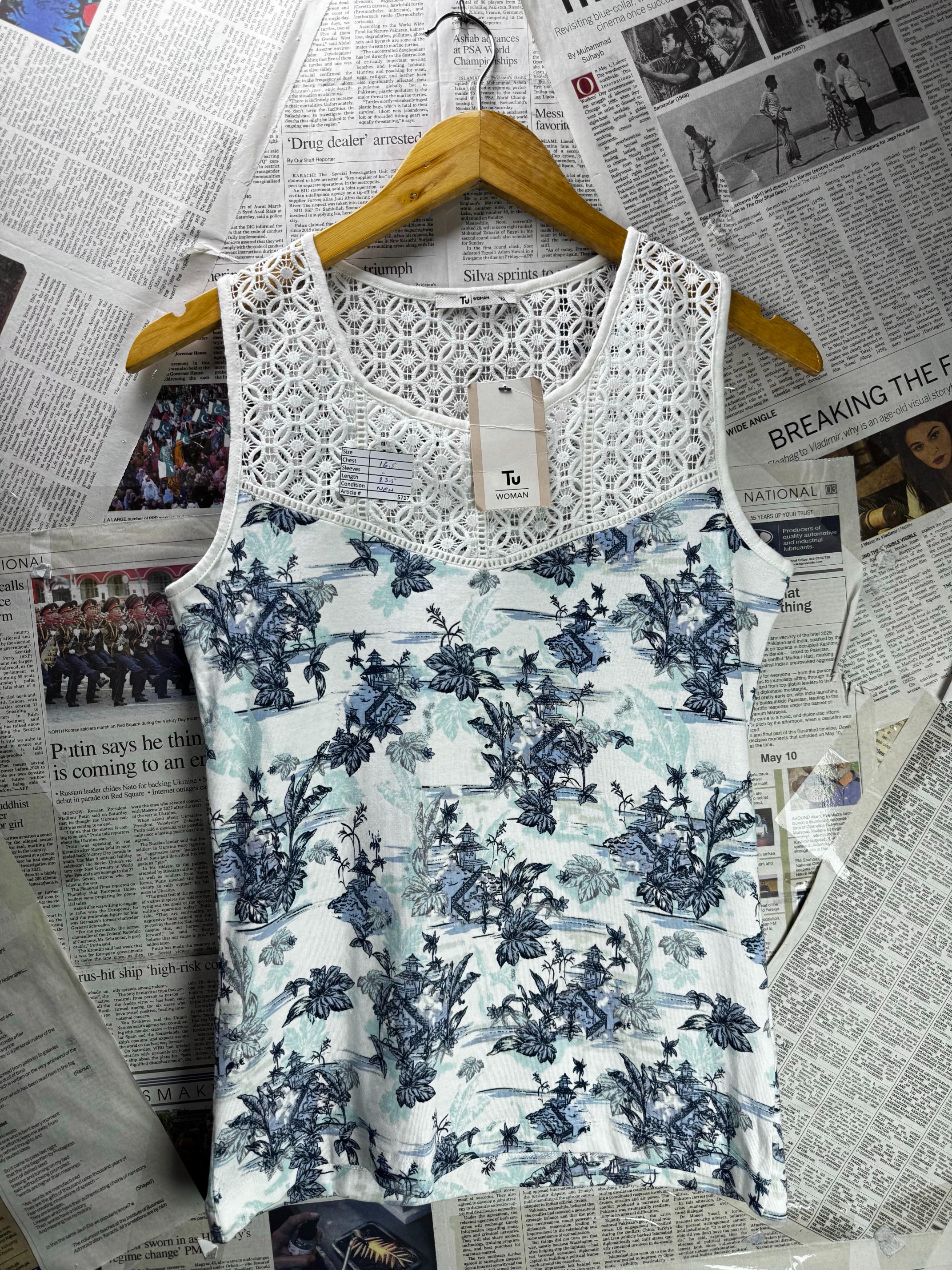 Tu® XS | Bust: 16.5" | Floral | Crochet Shirt | B6 - 5717 - Genuine Maal