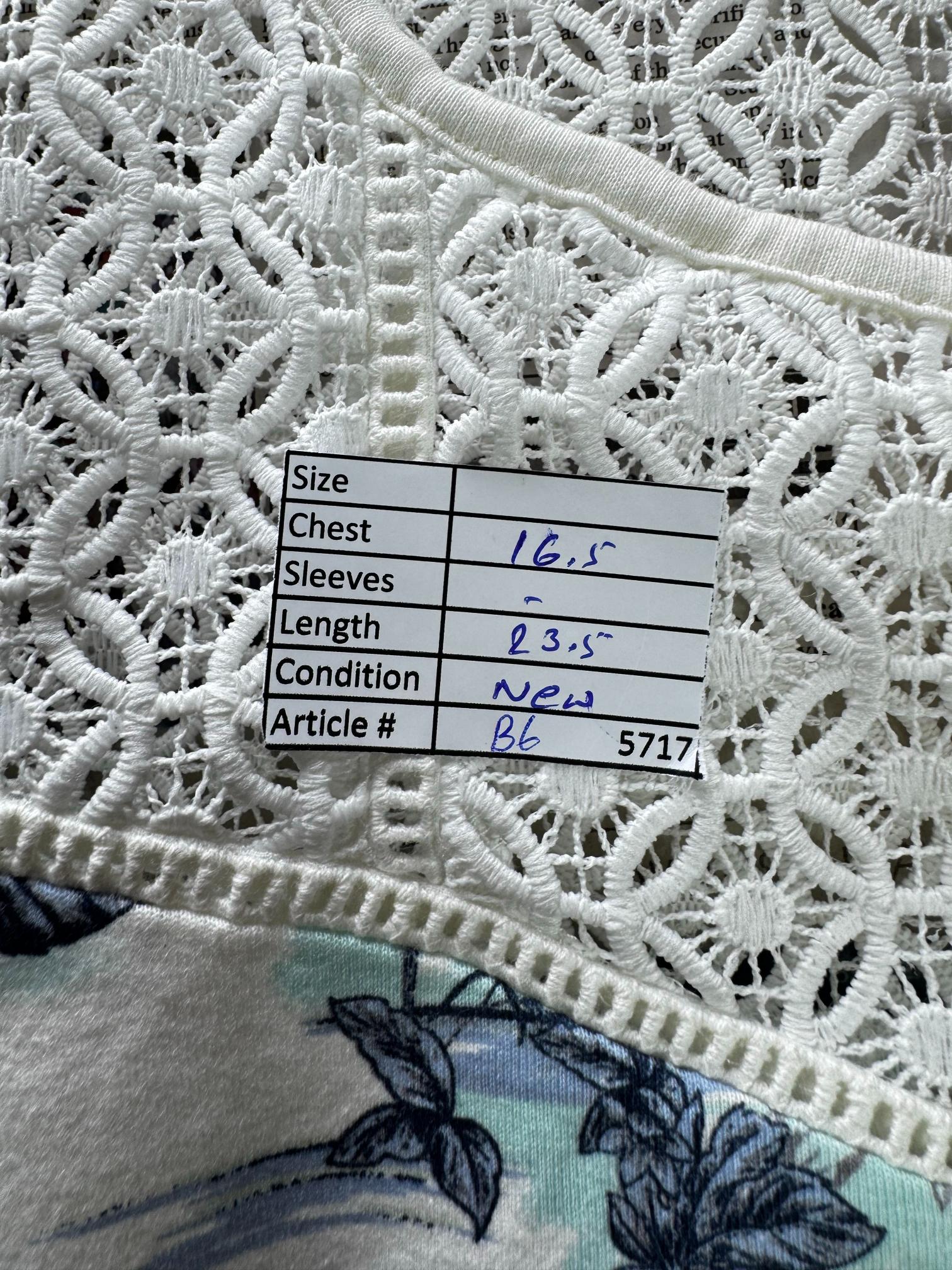 Tu® XS | Bust: 16.5" | Floral | Crochet Shirt | B6 - 5717