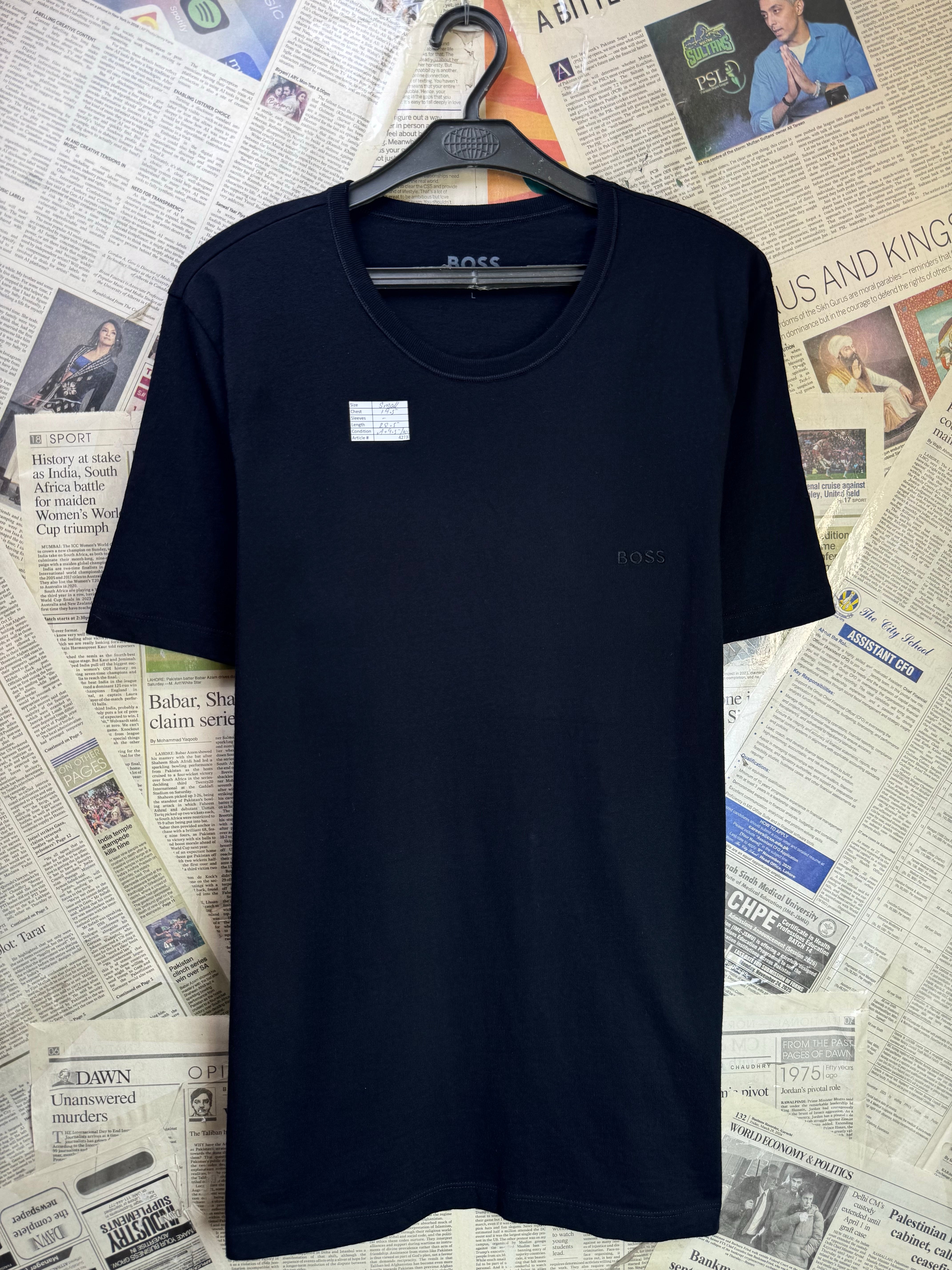BOSS® Small | Chest: 19.5" | Black | T-Shirt | Cotton | 4273 - Genuine Maal