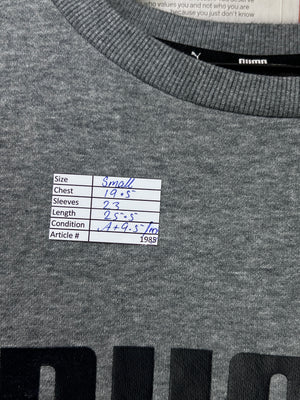 P*ma® Small | Chest: 19.5" | Grey | Sweat Shirt | Fleece Lining | 1985 - Genuine Maal