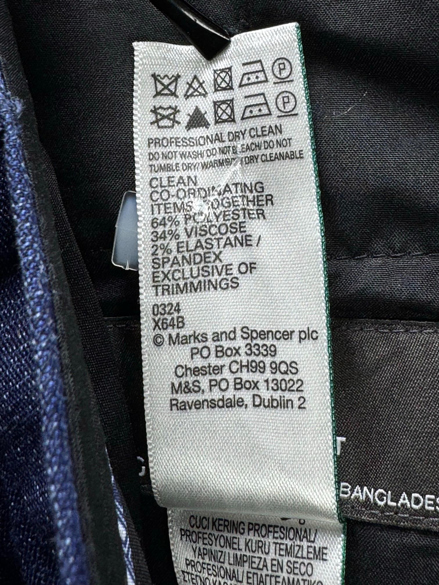 M&S® Waist: 40" | Blue | Regular Fit Dress Pants | Poly-Viscose-Elastane | M3 - 2519 - Genuine Maal