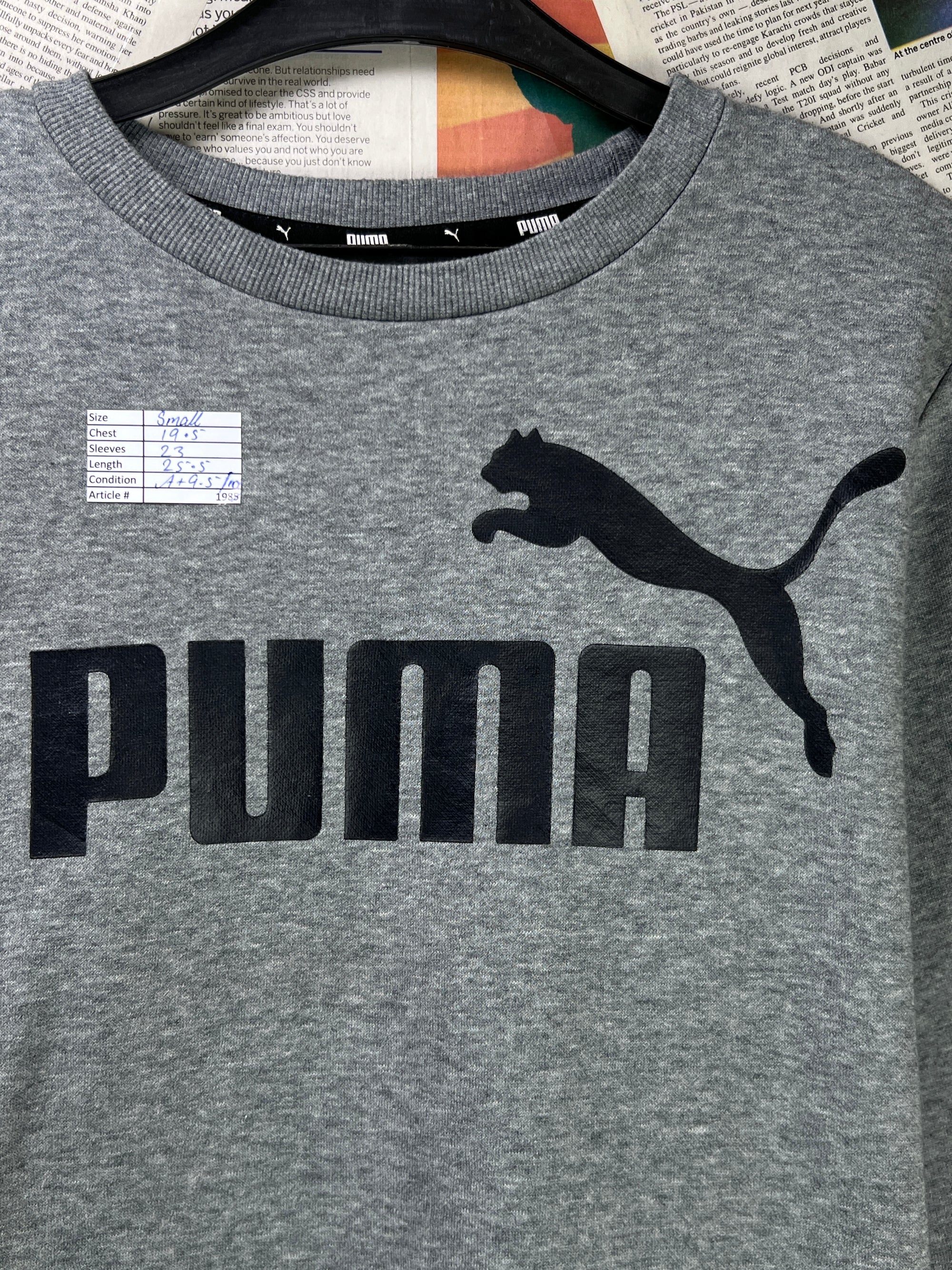 P*ma® Small | Chest: 19.5" | Grey | Sweat Shirt | Fleece Lining | 1985 - Genuine Maal