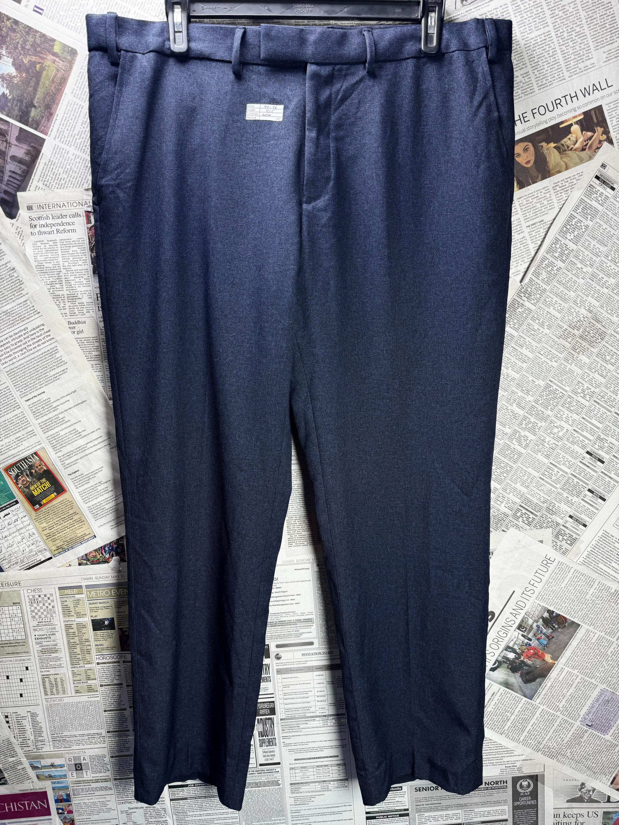 F&F® Waist: 40" to 42" | Blue | Regular Fit Dress Pants | Polyester | M3 - 25122 - Genuine Maal