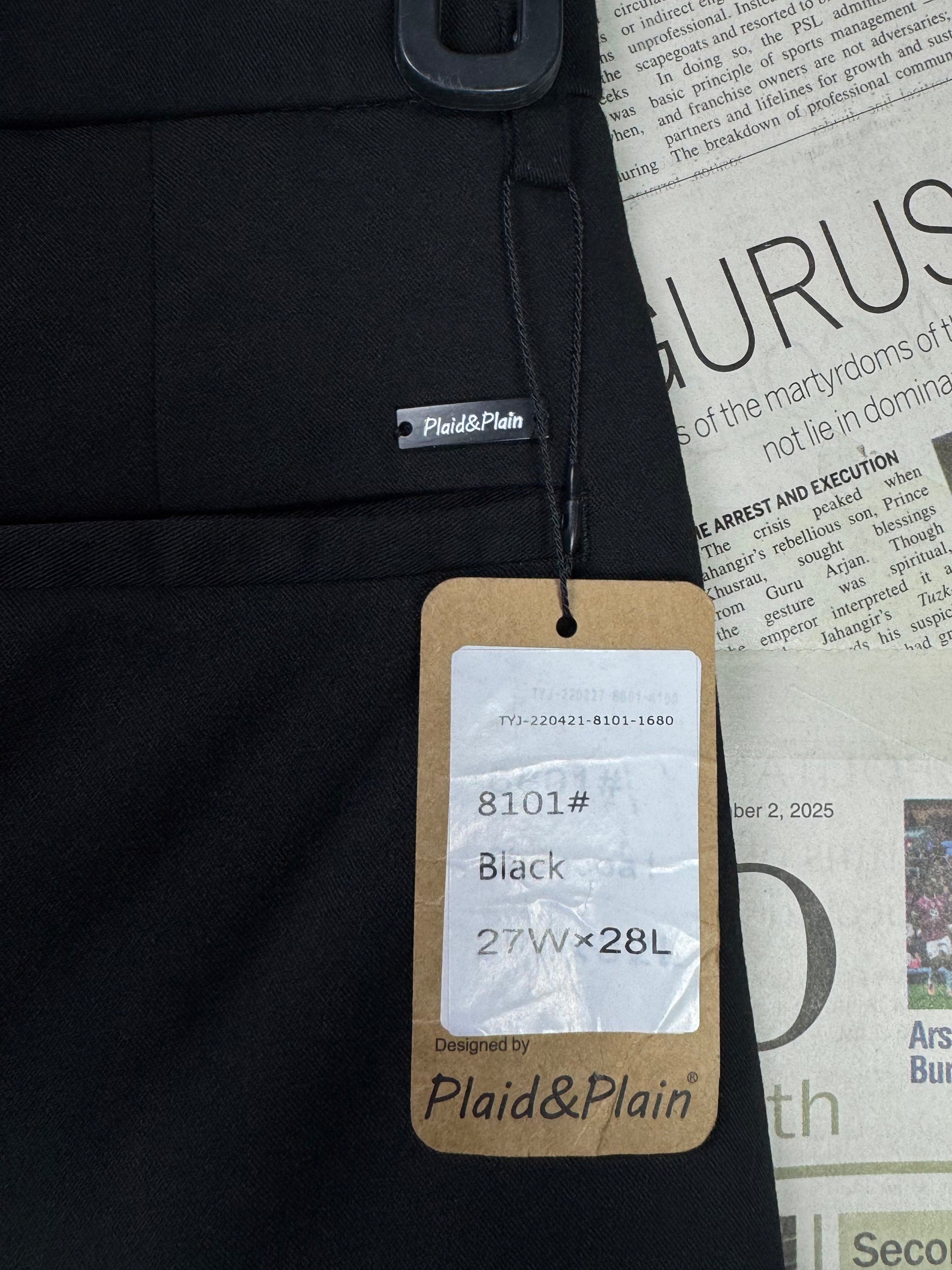 Plaid & Plain® Waist: 28" | Black | Pant | 954 - Genuine Maal