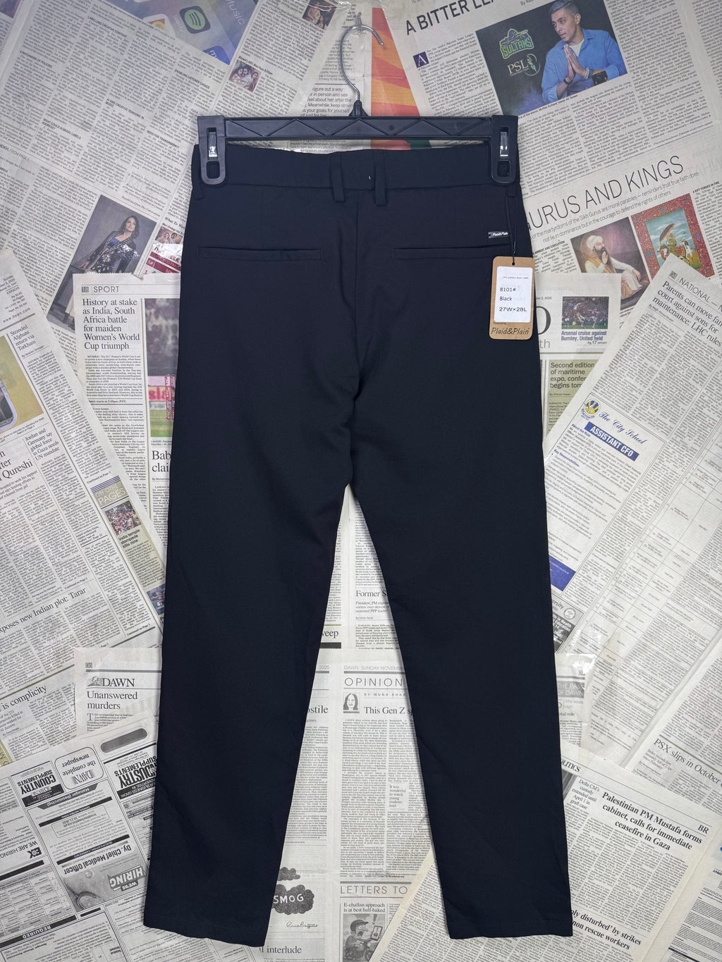 Plaid & Plain® Waist: 28" | Black | Pant | 954 - Genuine Maal