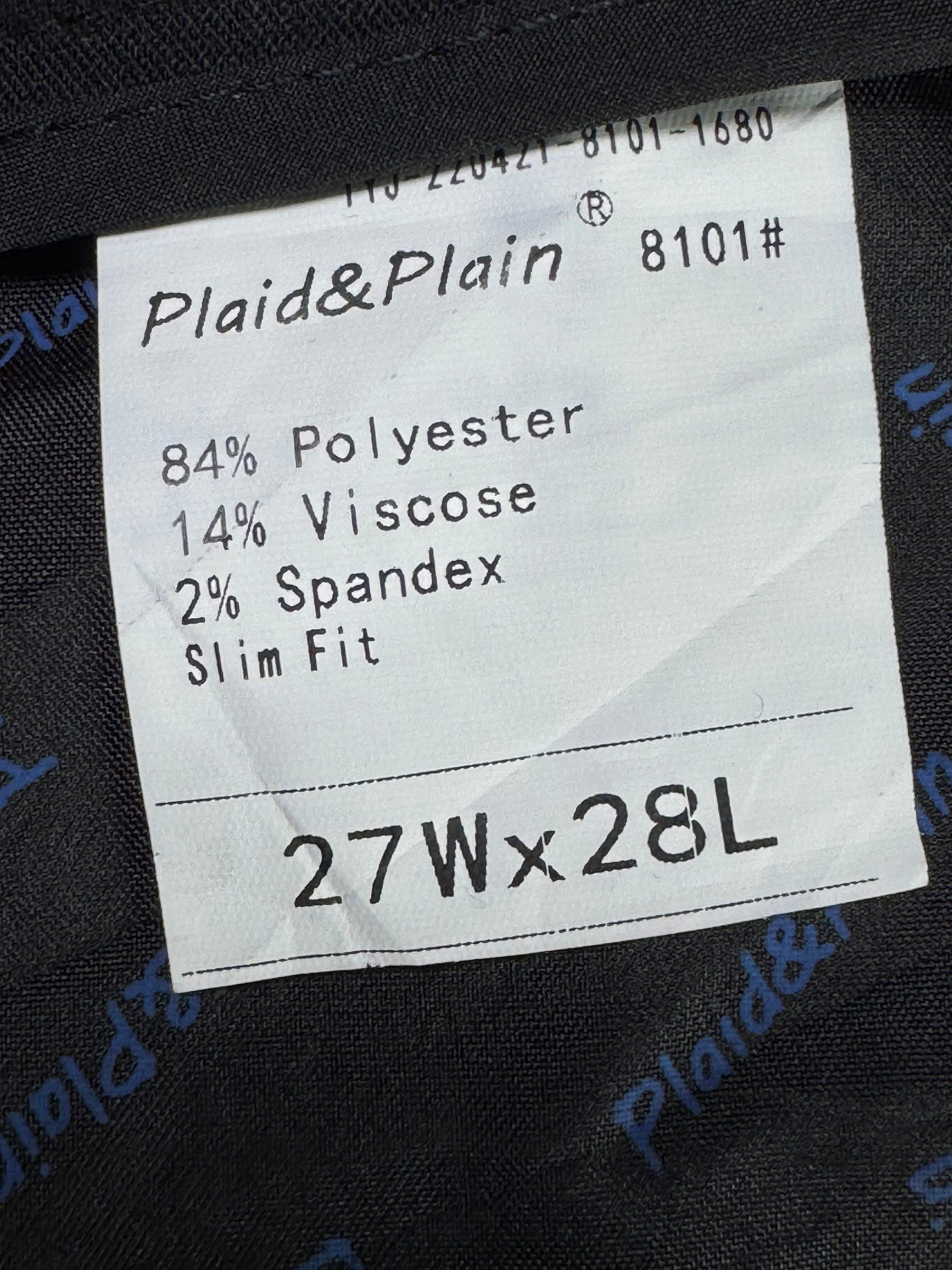 Plaid & Plain® Waist: 28" | Black | Pant | 954 - Genuine Maal