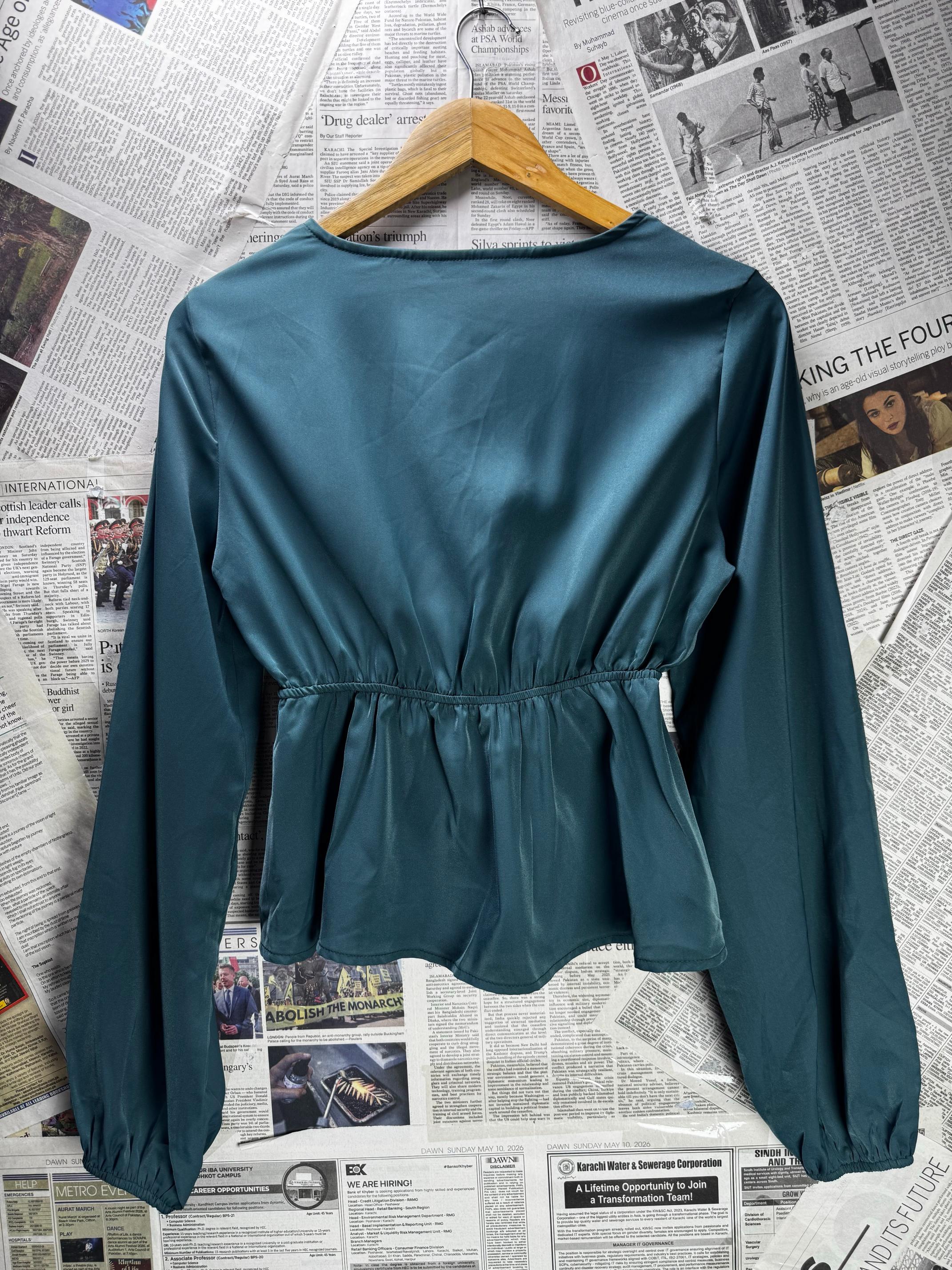 Shein® XS | Bust: 17.5" | Torquise | Blouse Shirt | B5 - 5901 - Genuine Maal