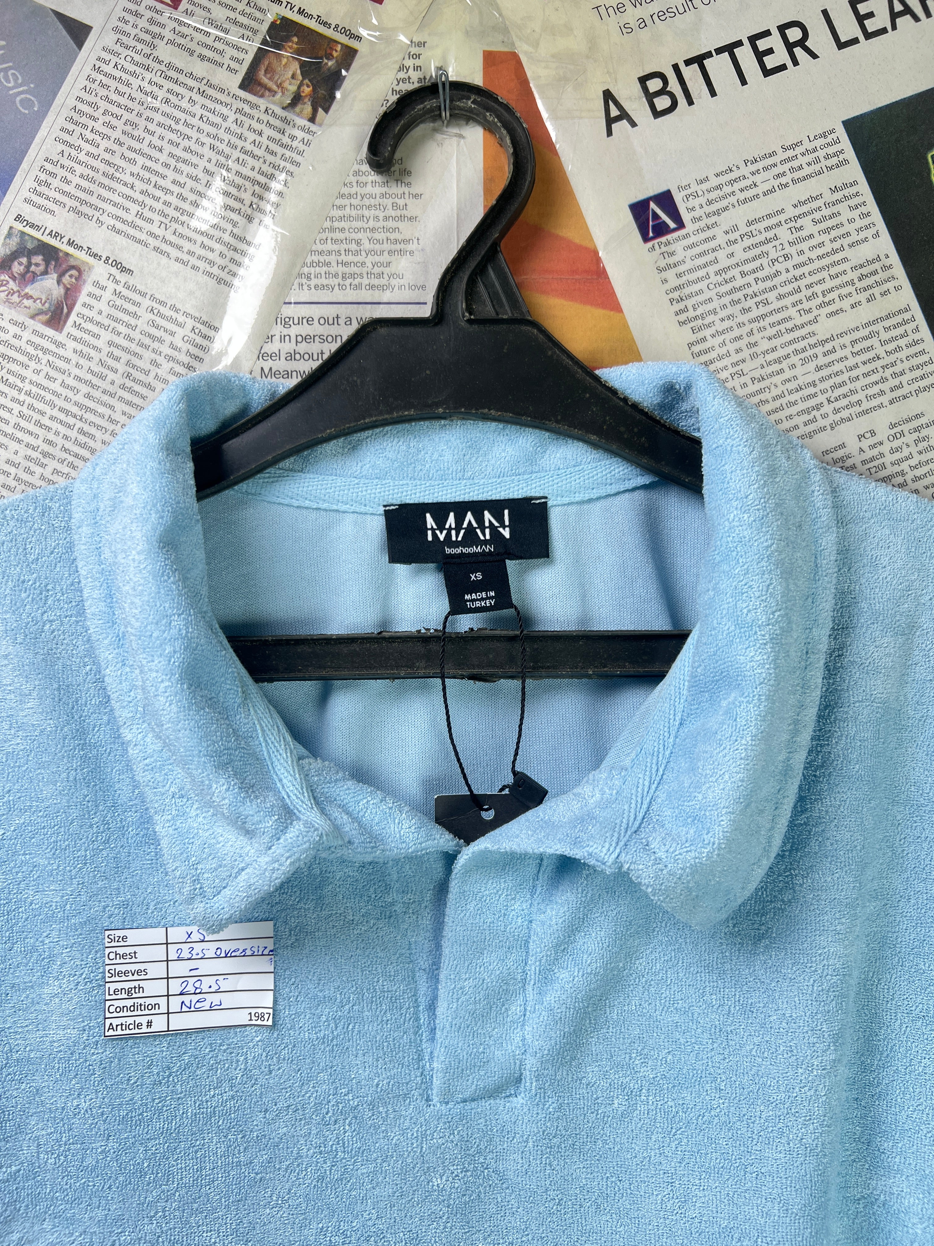 MAN® XS | Chest: 23.5" oversize | Aqua Blue | Polo | 1987 - Genuine Maal