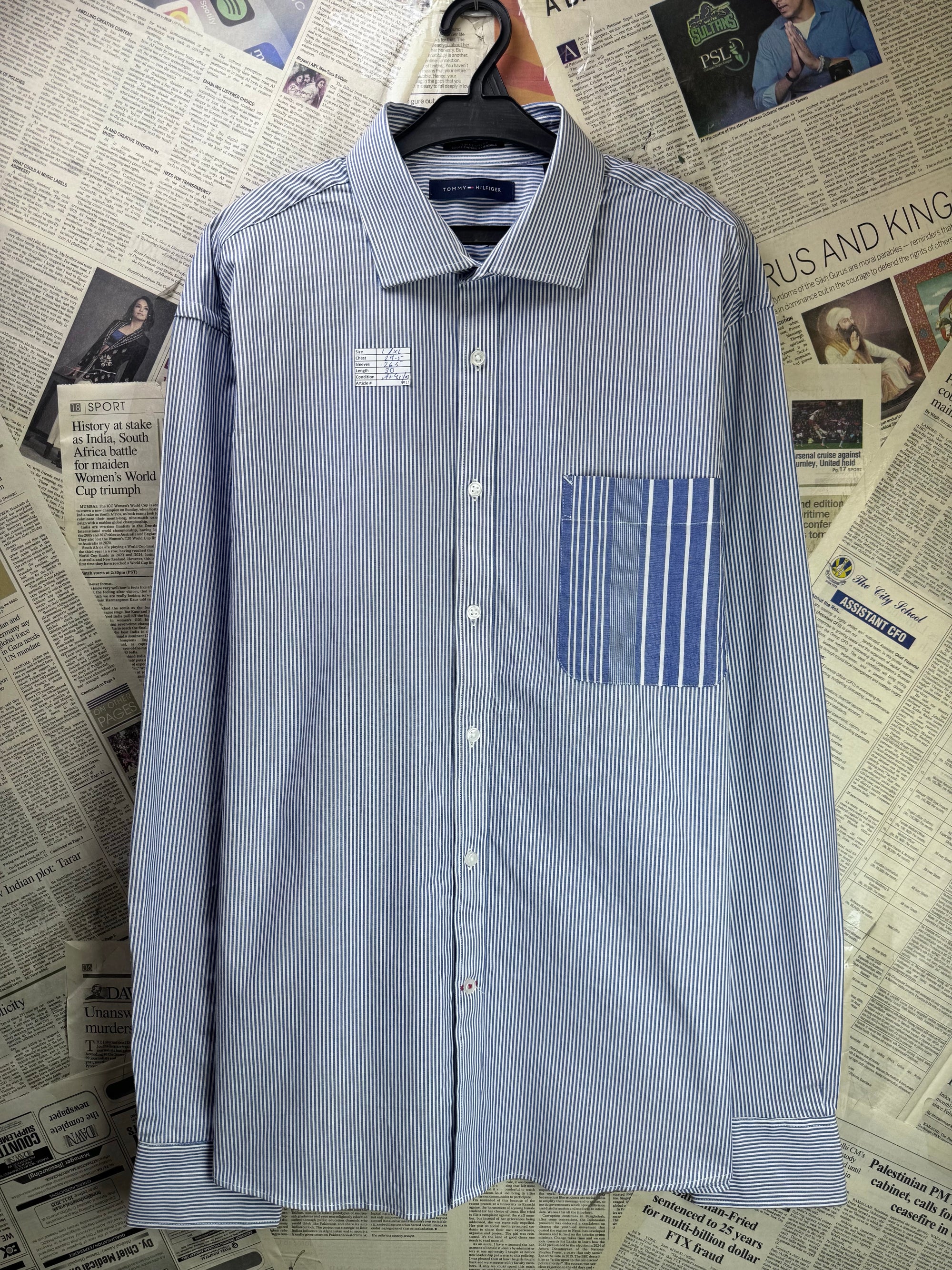 Tommy Hilfig*r® L/XL | Chest: 24.5" | Stripe | Collar 17" Shirt | Cotton - Elastane | 3911 - Genuine Maal