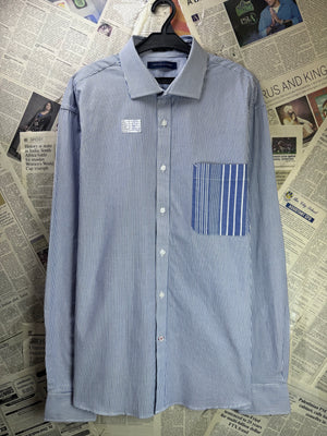 Tommy Hilfig*r® L/XL | Chest: 24.5" | Stripe | Collar 17" Shirt | Cotton - Elastane | 3911 - Genuine Maal