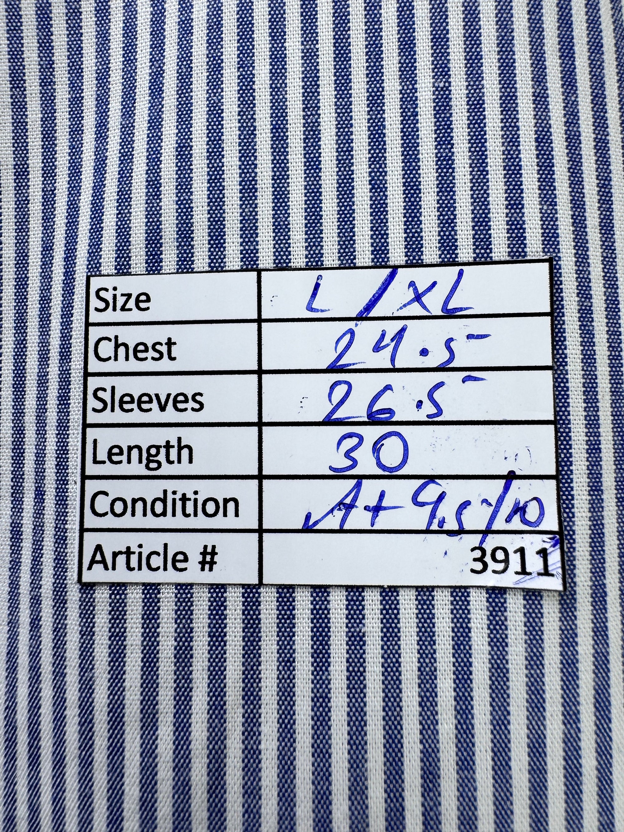 Tommy Hilfig*r® L/XL | Chest: 24.5" | Stripe | Collar 17" Shirt | Cotton - Elastane | 3911 - Genuine Maal