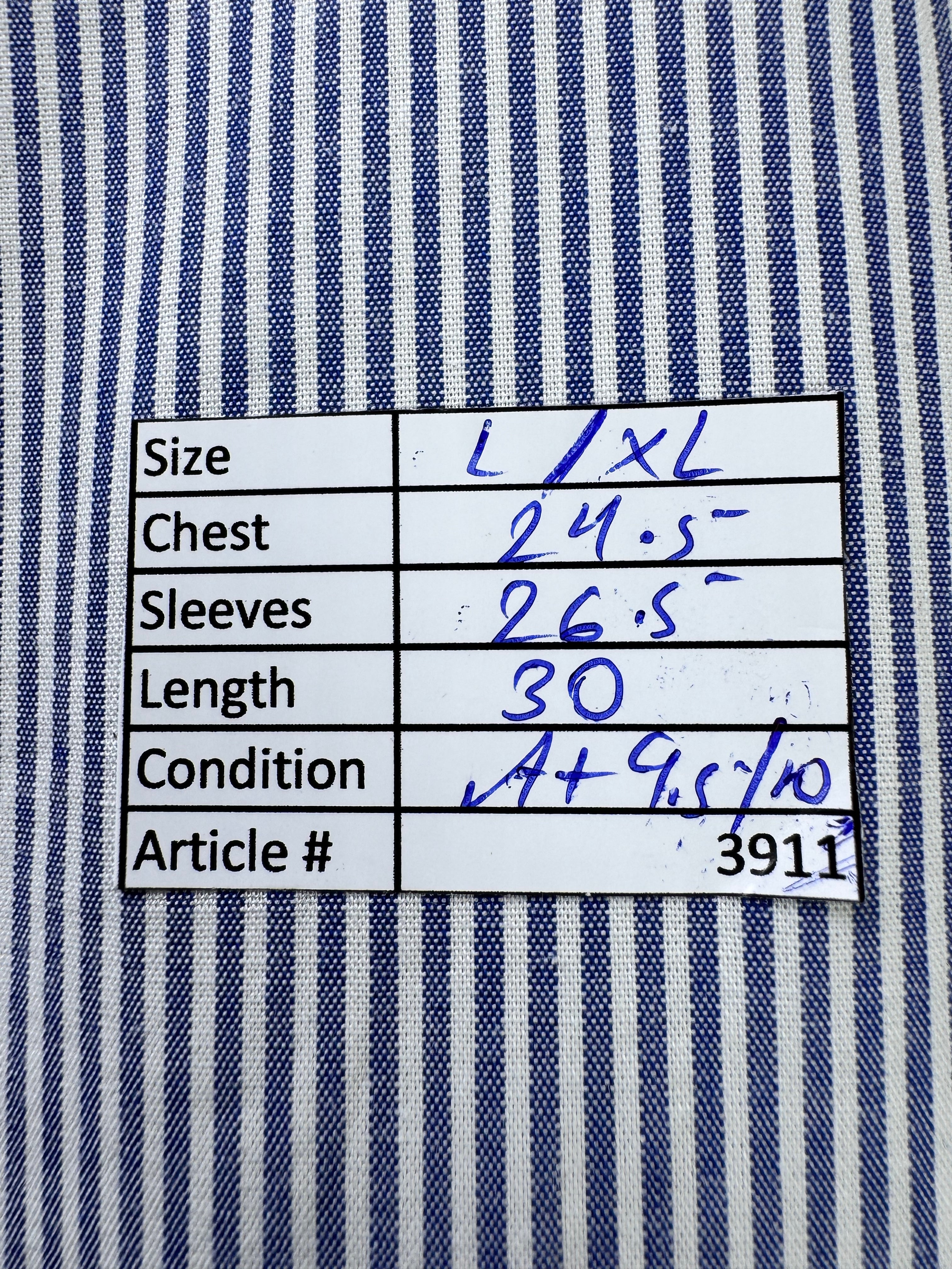 Tommy Hilfig*r® L/XL | Chest: 24.5" | Stripe | Collar 17" Shirt | Cotton - Elastane | 3911 - Genuine Maal
