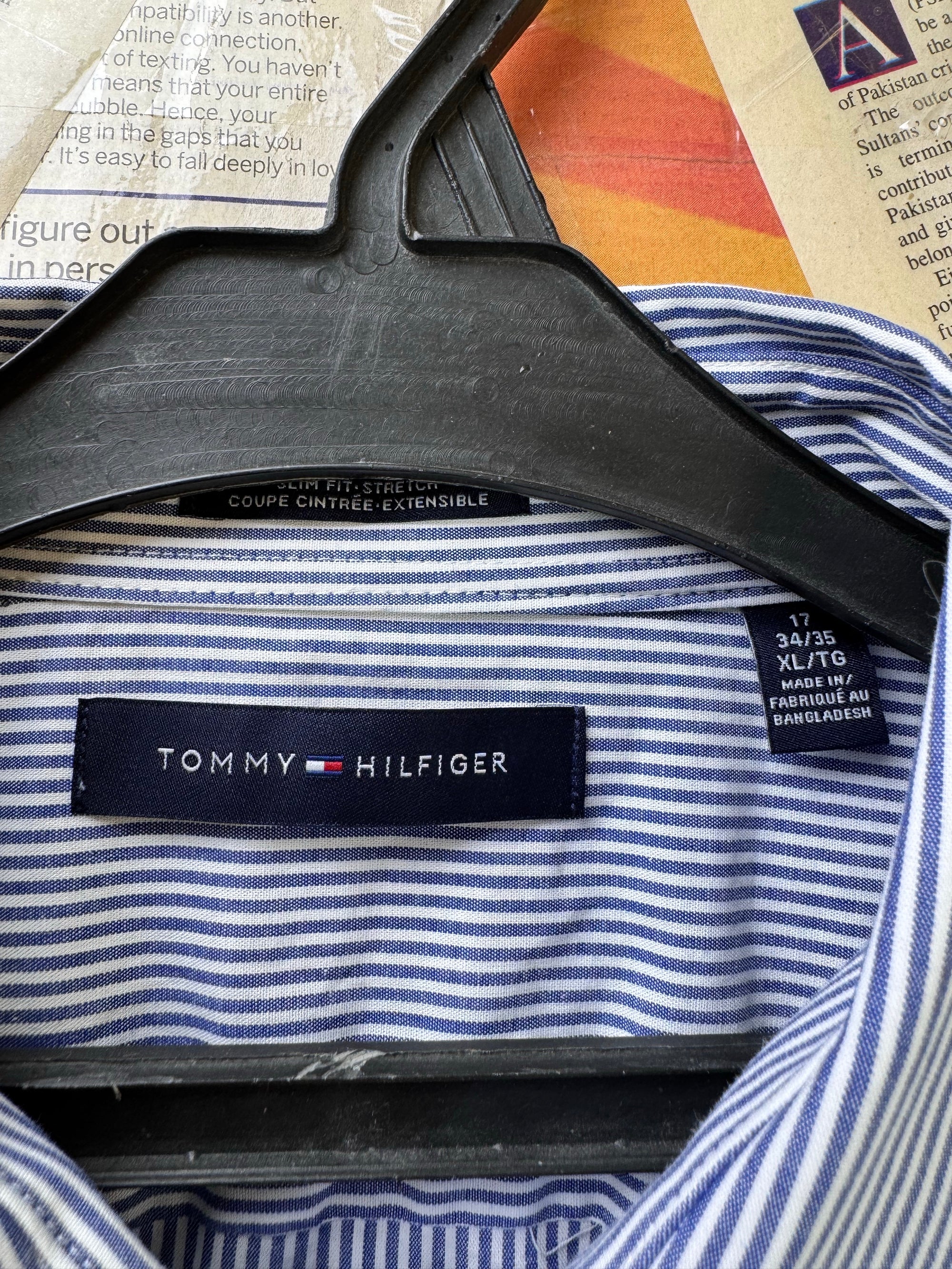 Tommy Hilfig*r® L/XL | Chest: 24.5" | Stripe | Collar 17" Shirt | Cotton - Elastane | 3911 - Genuine Maal