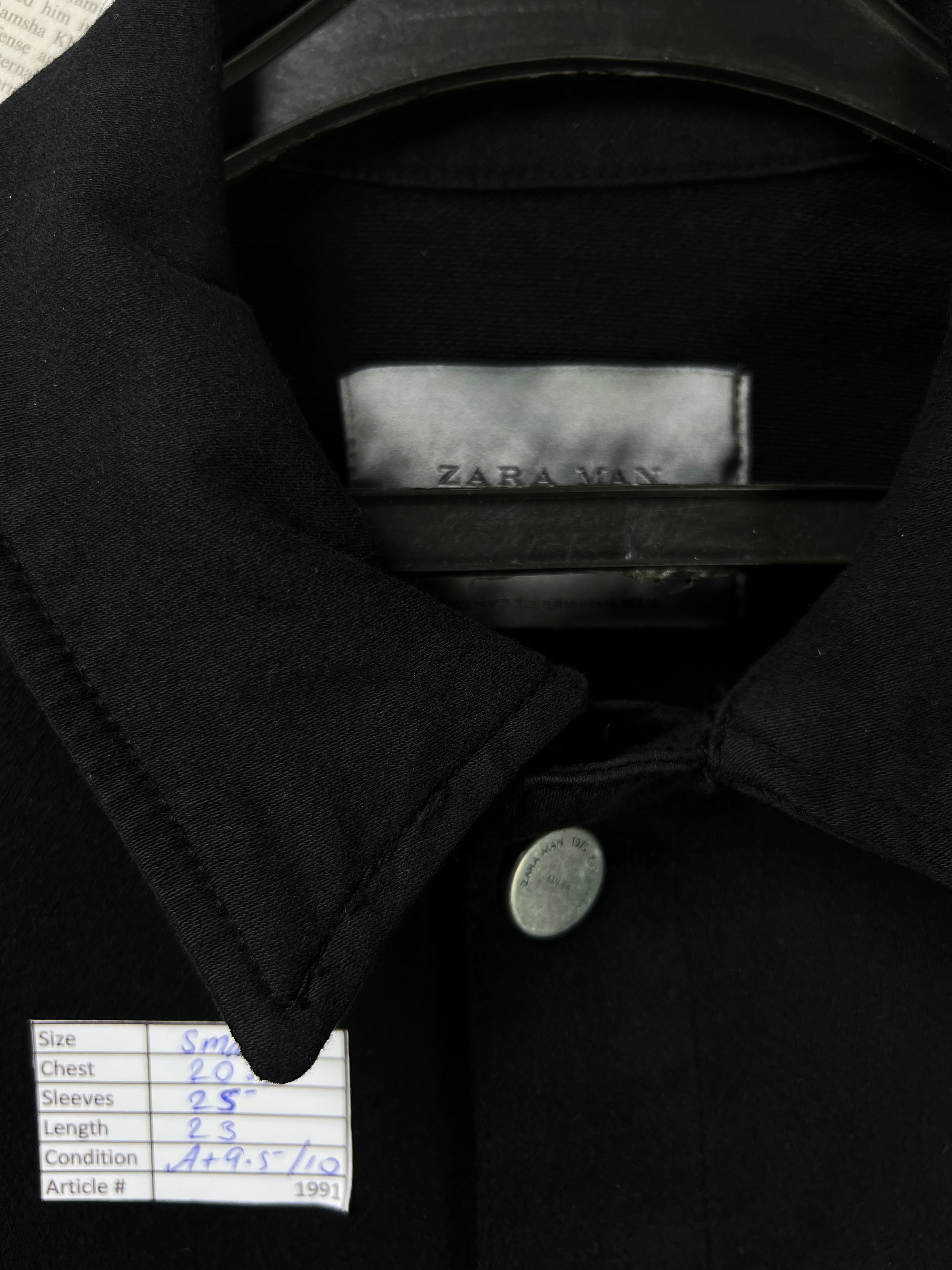 Zara® Small | Chest: 20.5" | Black | Denim Short Length Jacket | 1991 - Genuine Maal