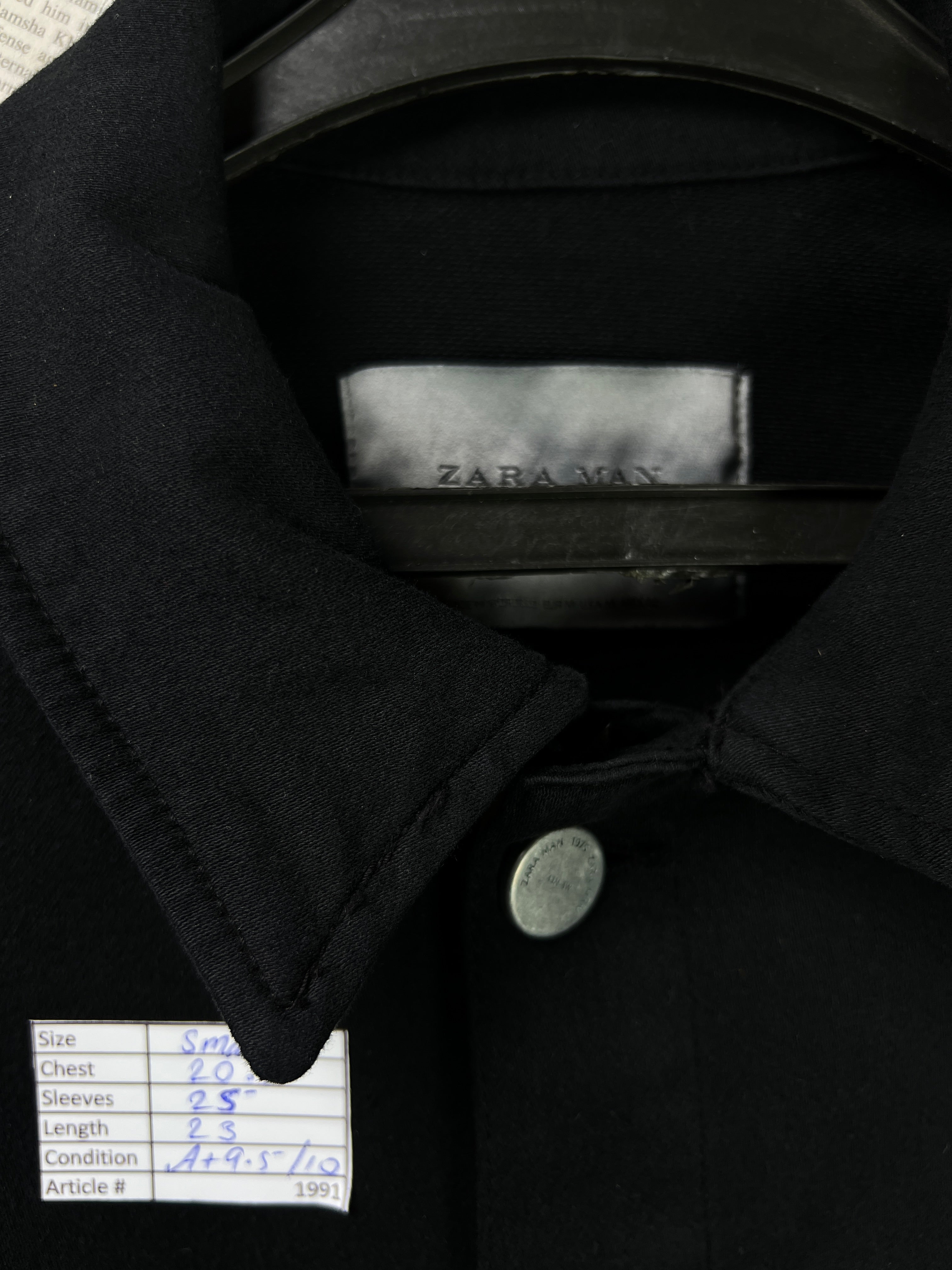 Zara® Small | Chest: 20.5" | Black | Denim Short Length Jacket | 1991 - Genuine Maal