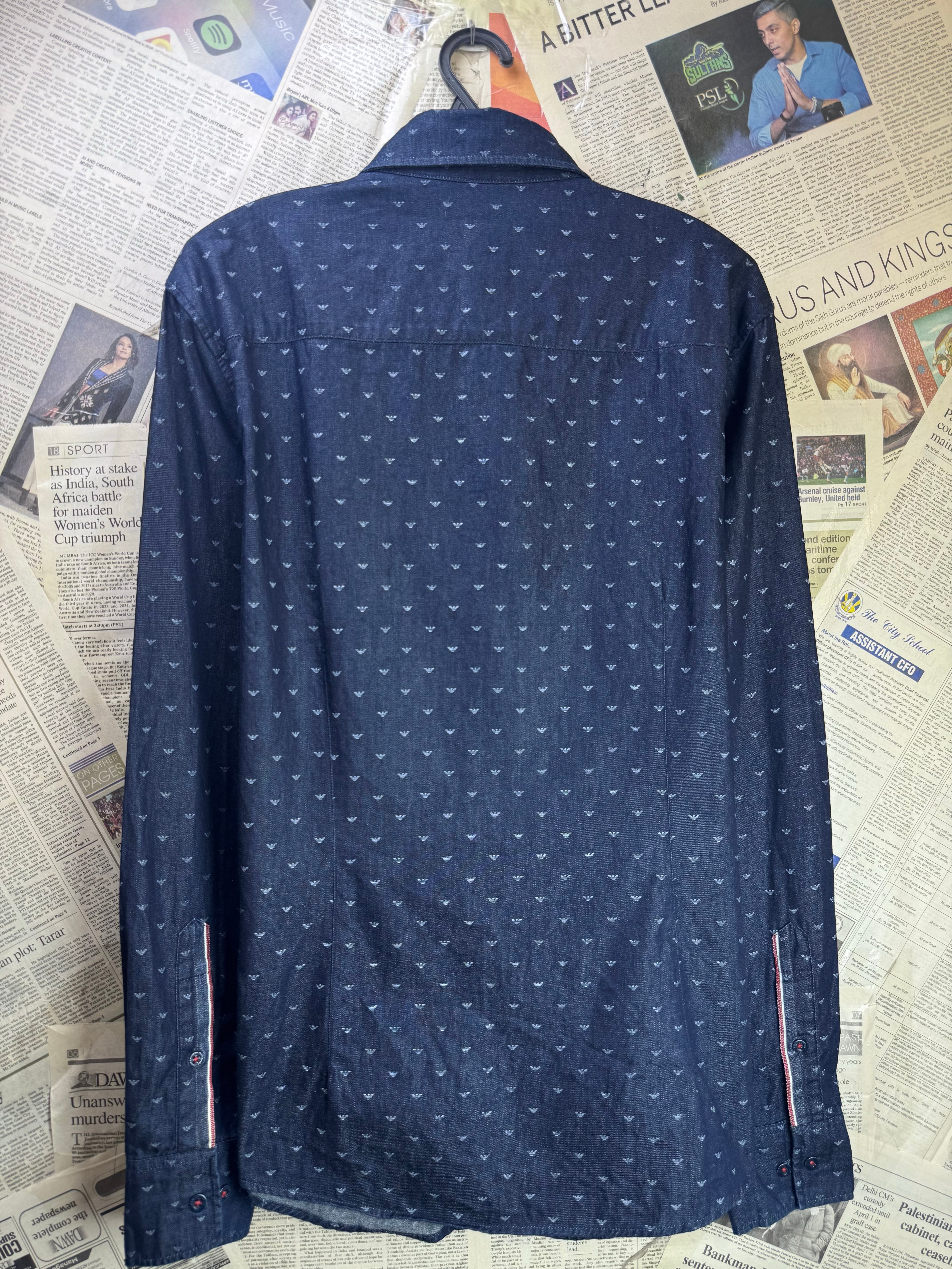 Armani Jeans® Small | Chest: 20" | Blue | Denim Shirt | Cotton | 3914 - Genuine Maal