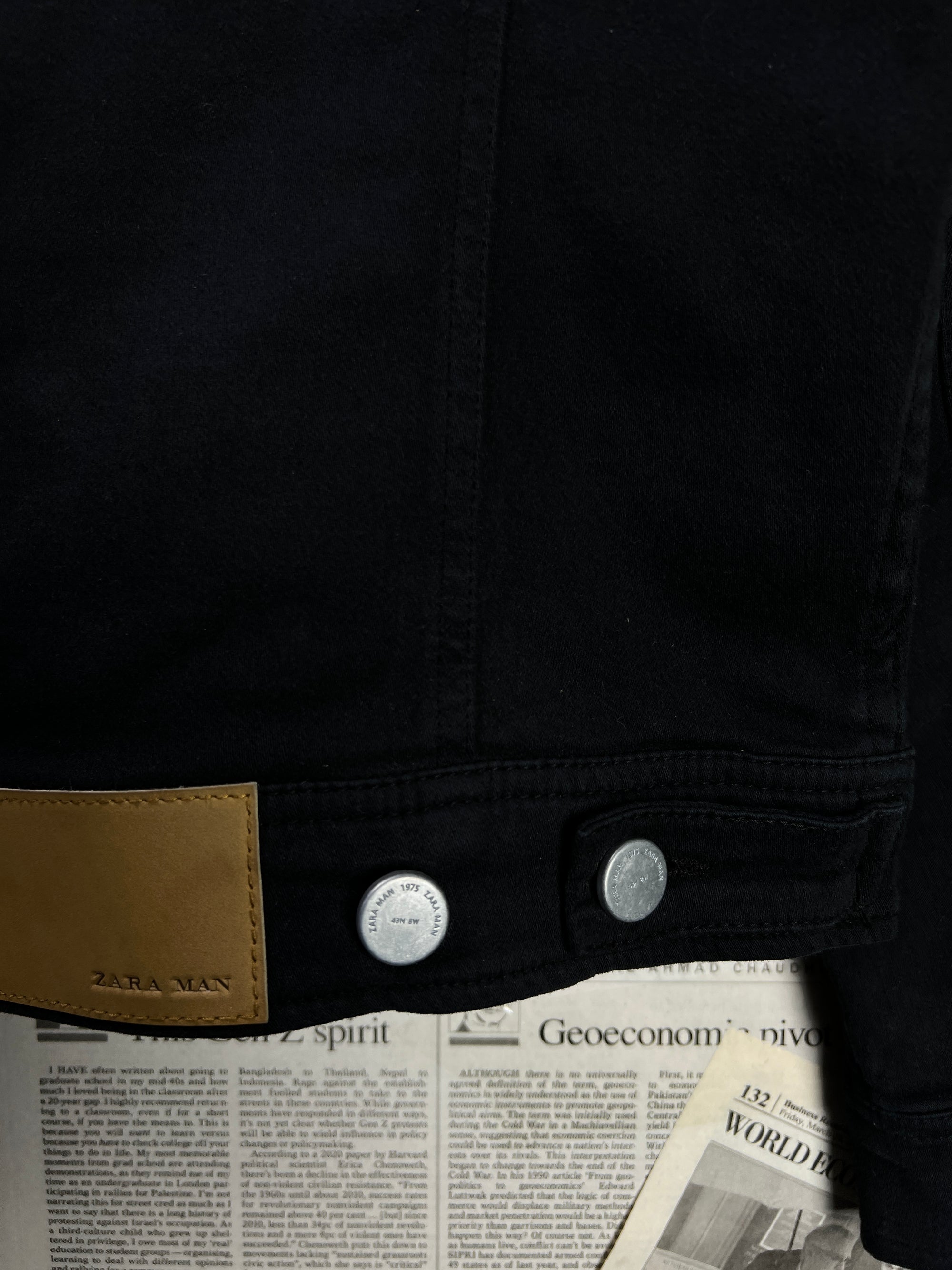 Zara® Small | Chest: 20.5" | Black | Denim Short Length Jacket | 1991 - Genuine Maal