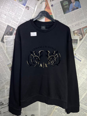 Armani® XL | Chest: 26" | Black Tiger | Sweat Shirt | Stretch Lining | 1992 - Genuine Maal