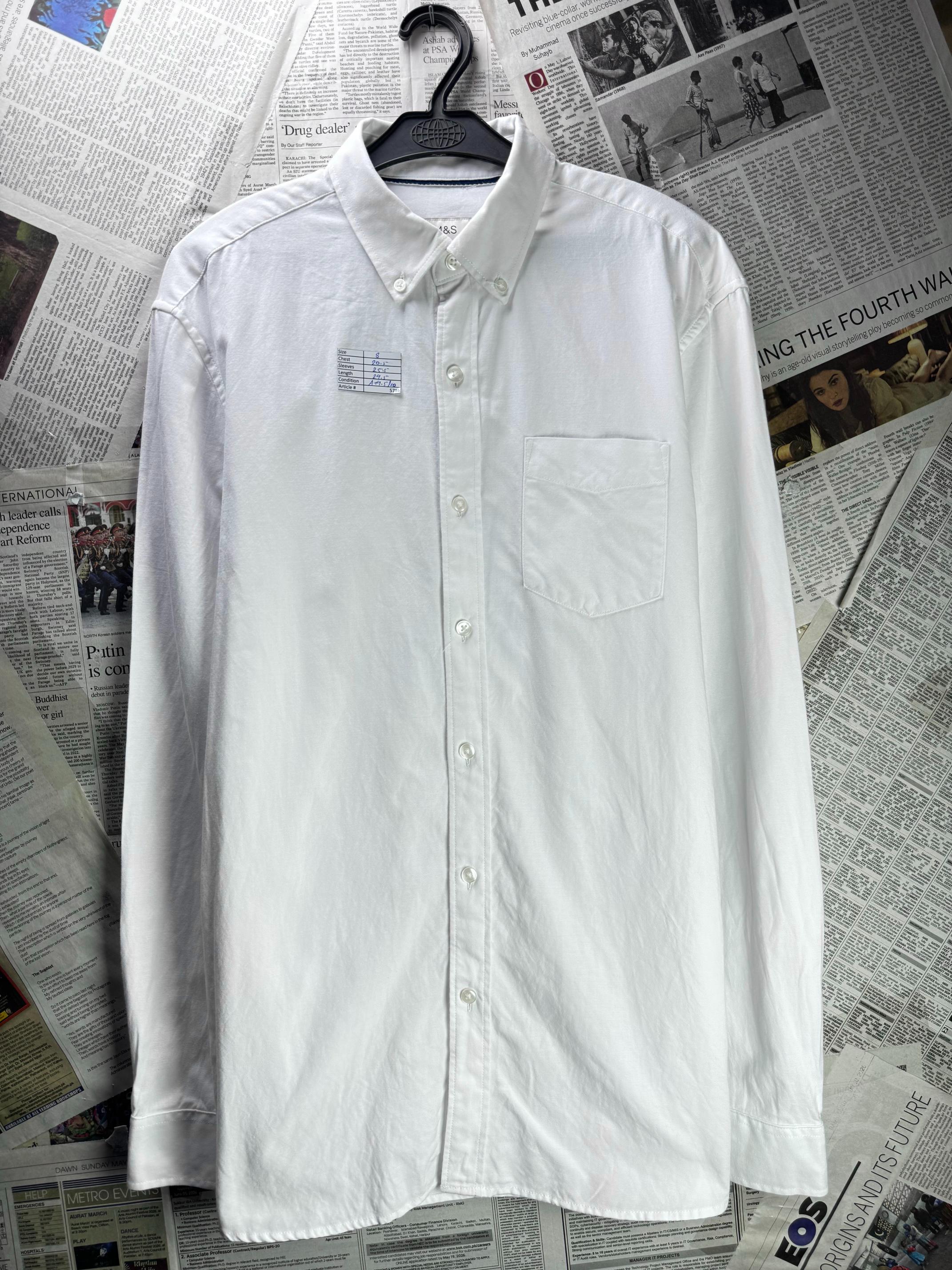 M&S® Small | Chest: 20.5" | White | Shirt | Poly-Cotton | M3 - 5716 - Genuine Maal