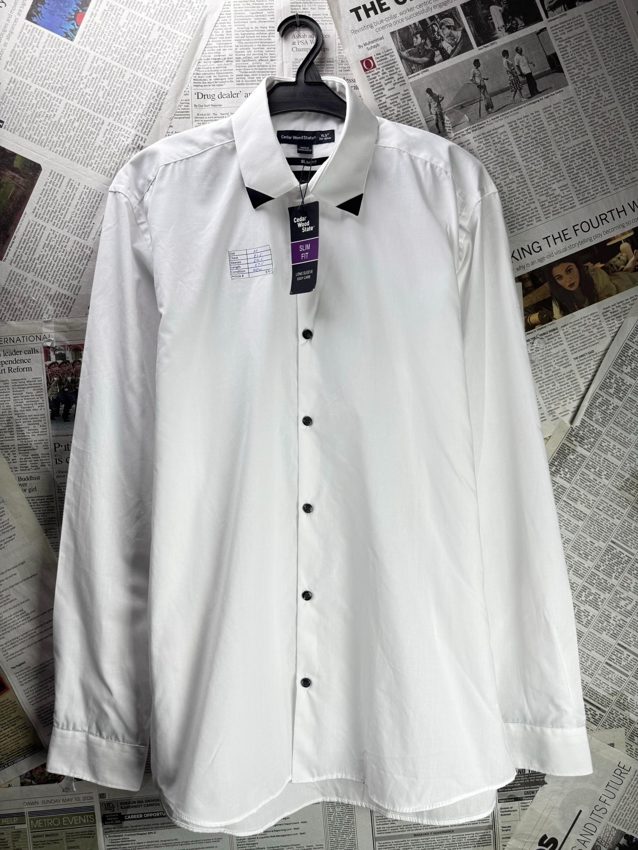 Cedar WoodState® Medium | Chest: 21.5" | White | Collar: 15.5" Slim Fit Shirt | Poly-Cotton | M3 - 5707 - Genuine Maal